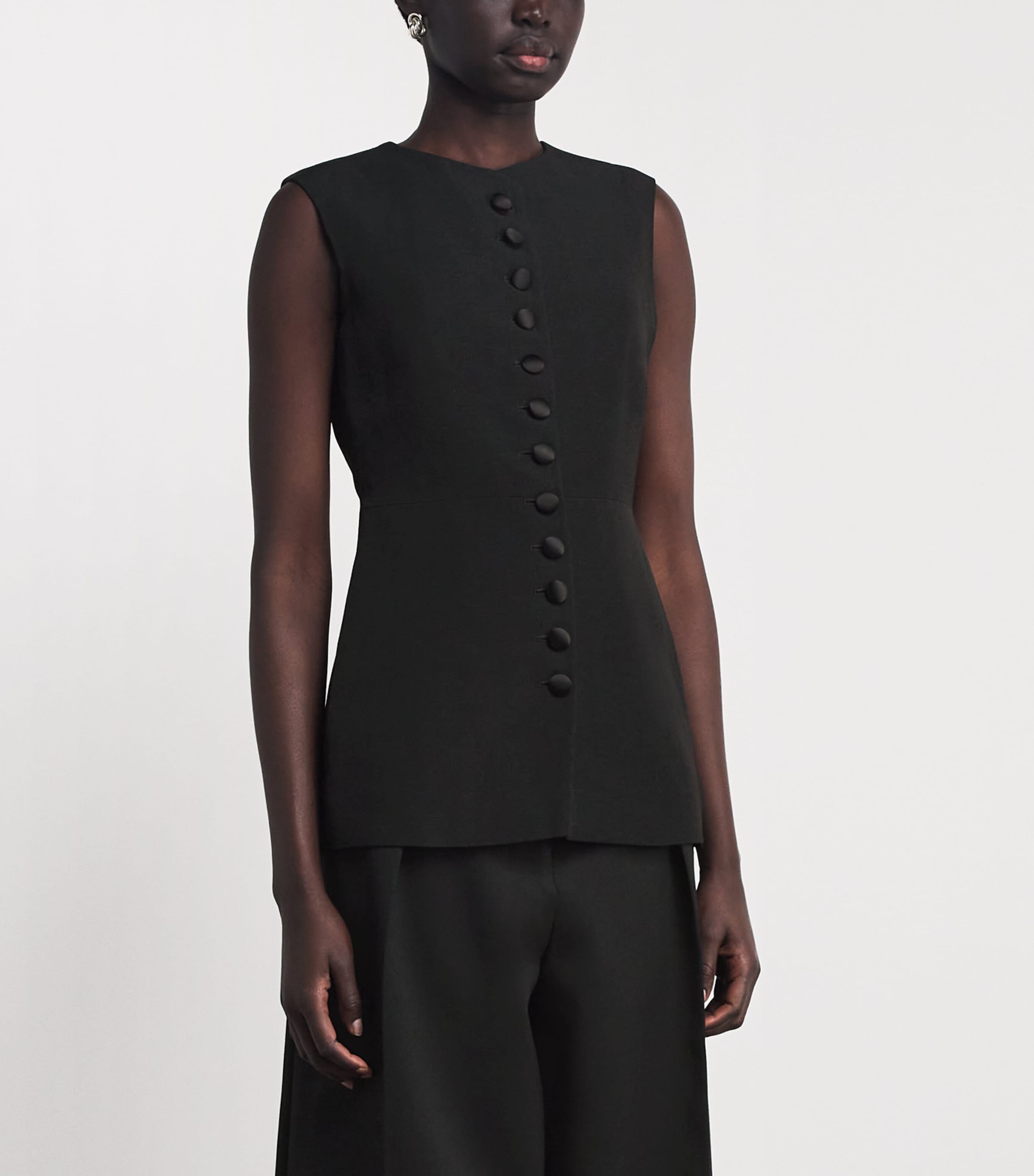 Liberowe Womens Linen-Blend Crepe Jayla Top Black Image 4