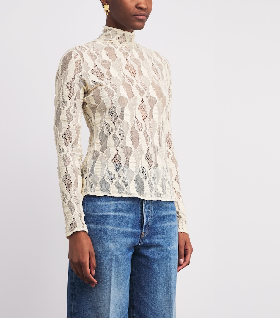 Cotton-Blend Long-Sleeve Ulyssa Top COWRIE Image 3