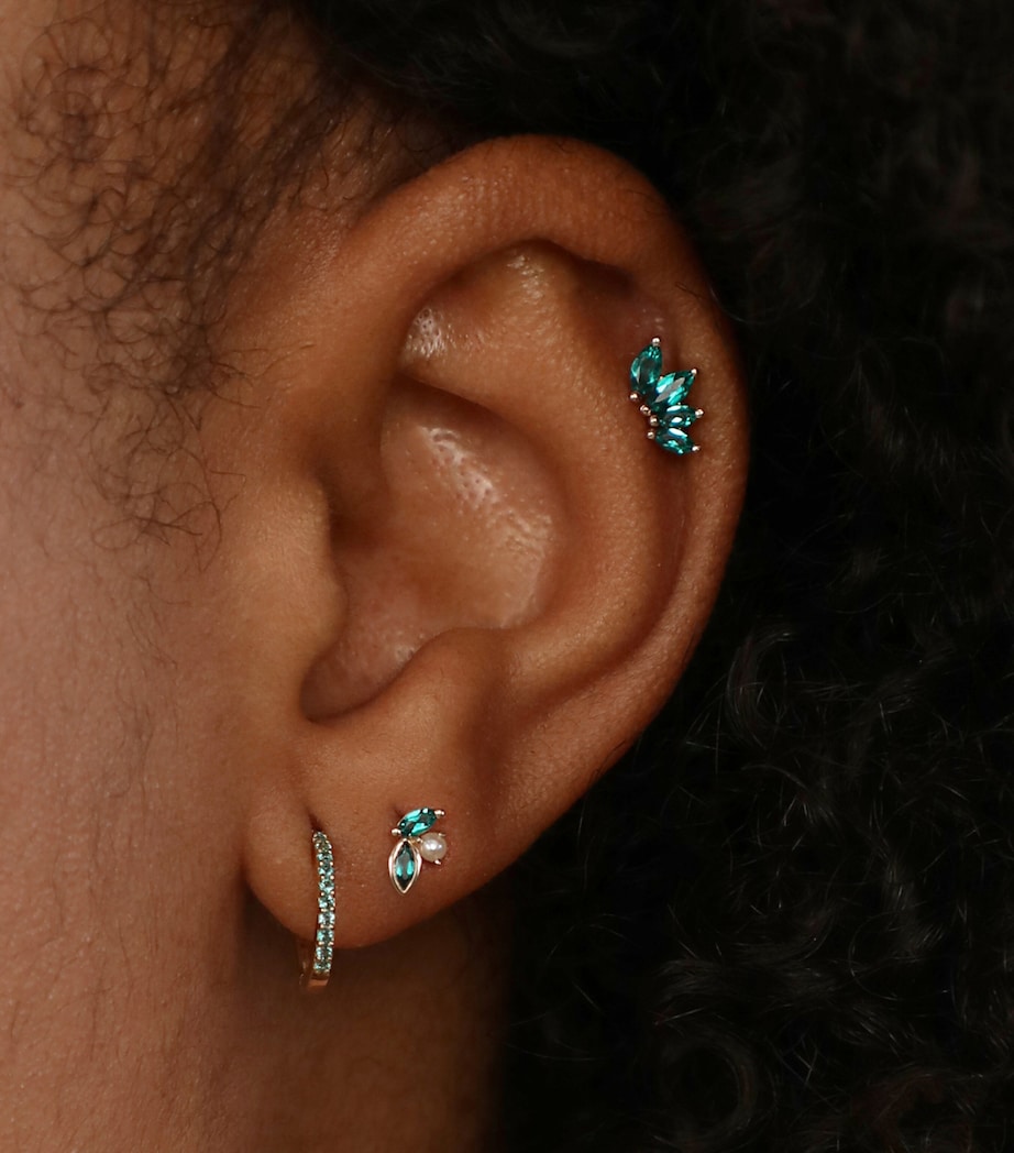 Yellow Gold and Emerald Stack Single Stud Earring GOLD Image 2