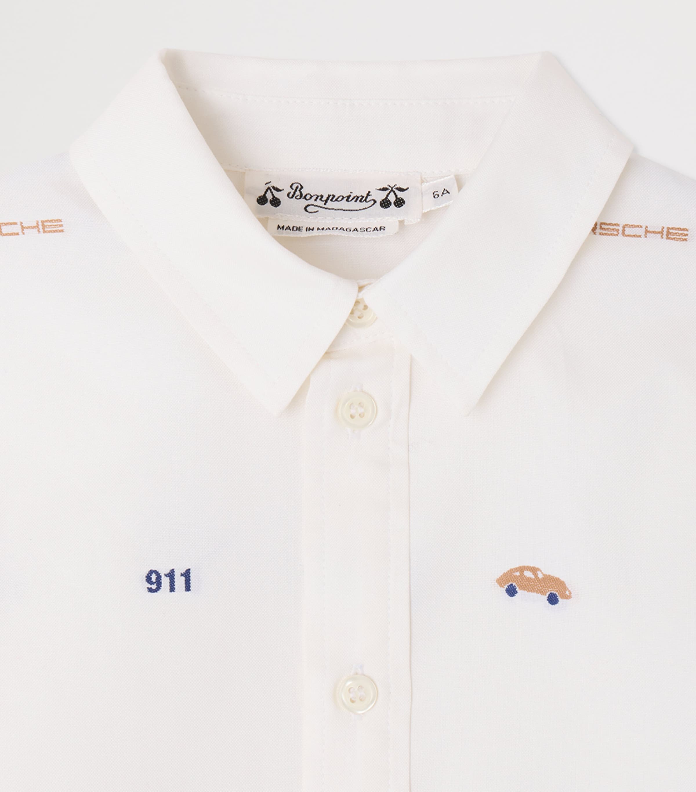 Bonpoint x Porsche Cotton Shirt (10-14 Years) Blanc Naturel Image 3