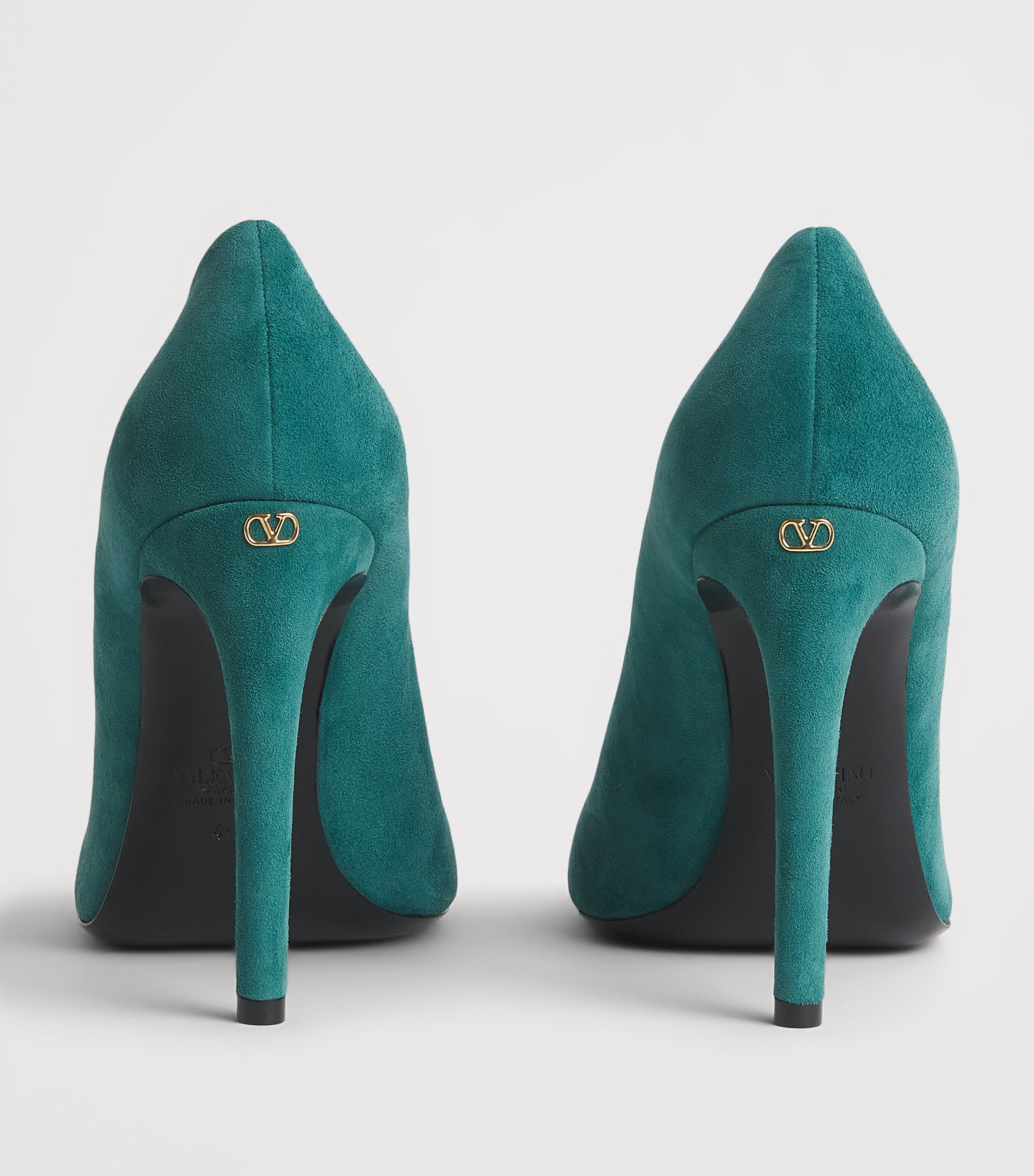 Valentino Garavani Suede Open-Toe Révélé Pumps 105 Teal Image 5