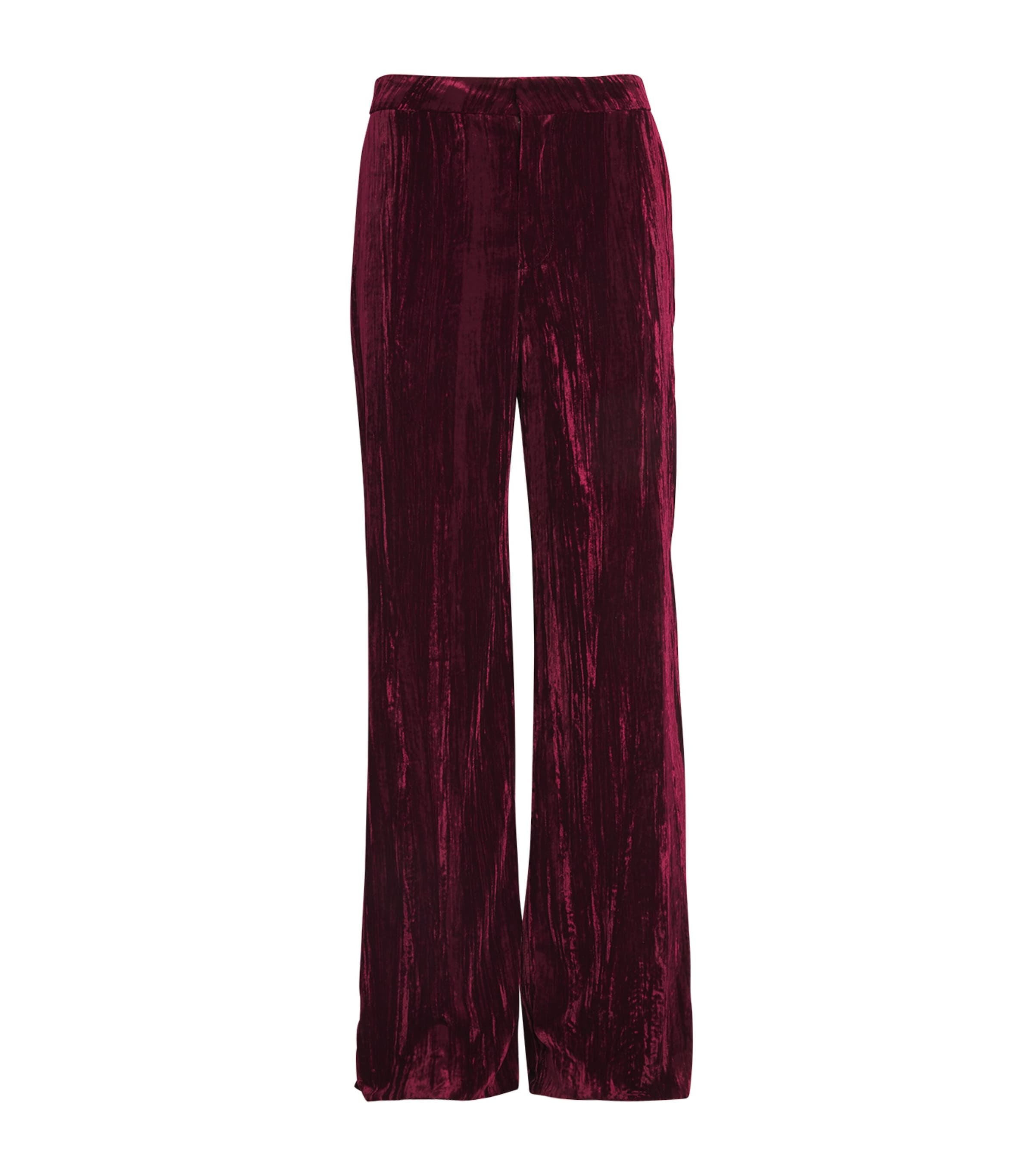 L Agence Velvet Livvy Straight Trousers In Burgundy