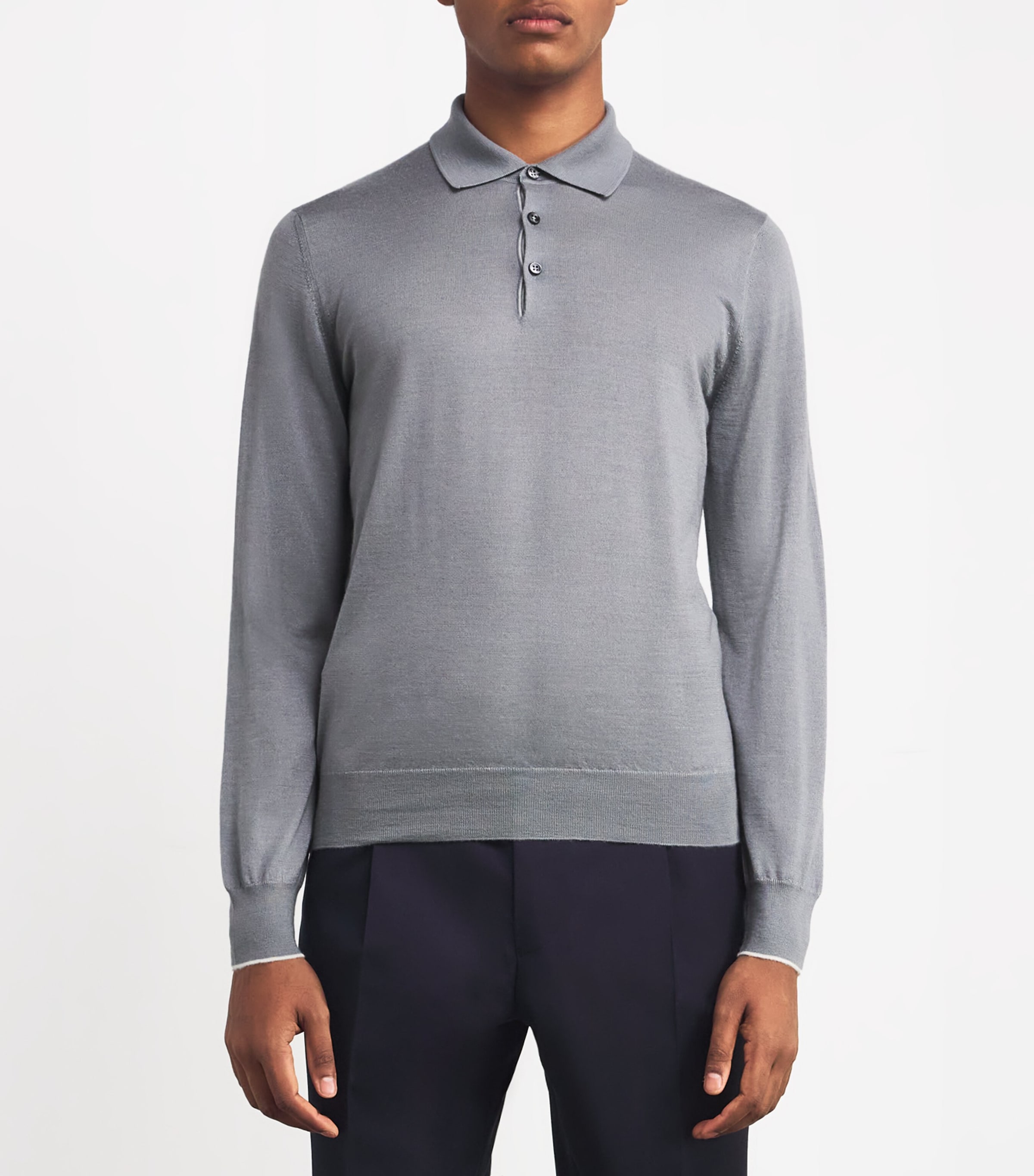 Cashmere-Silk Polo Shirt J.23 - ARGENTO J25 Image 3