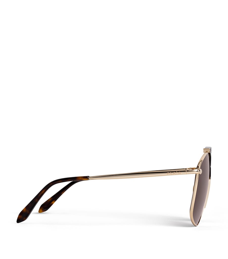 Alaïa Metal Aviator Mask Sunglasses Or/marron Image 3