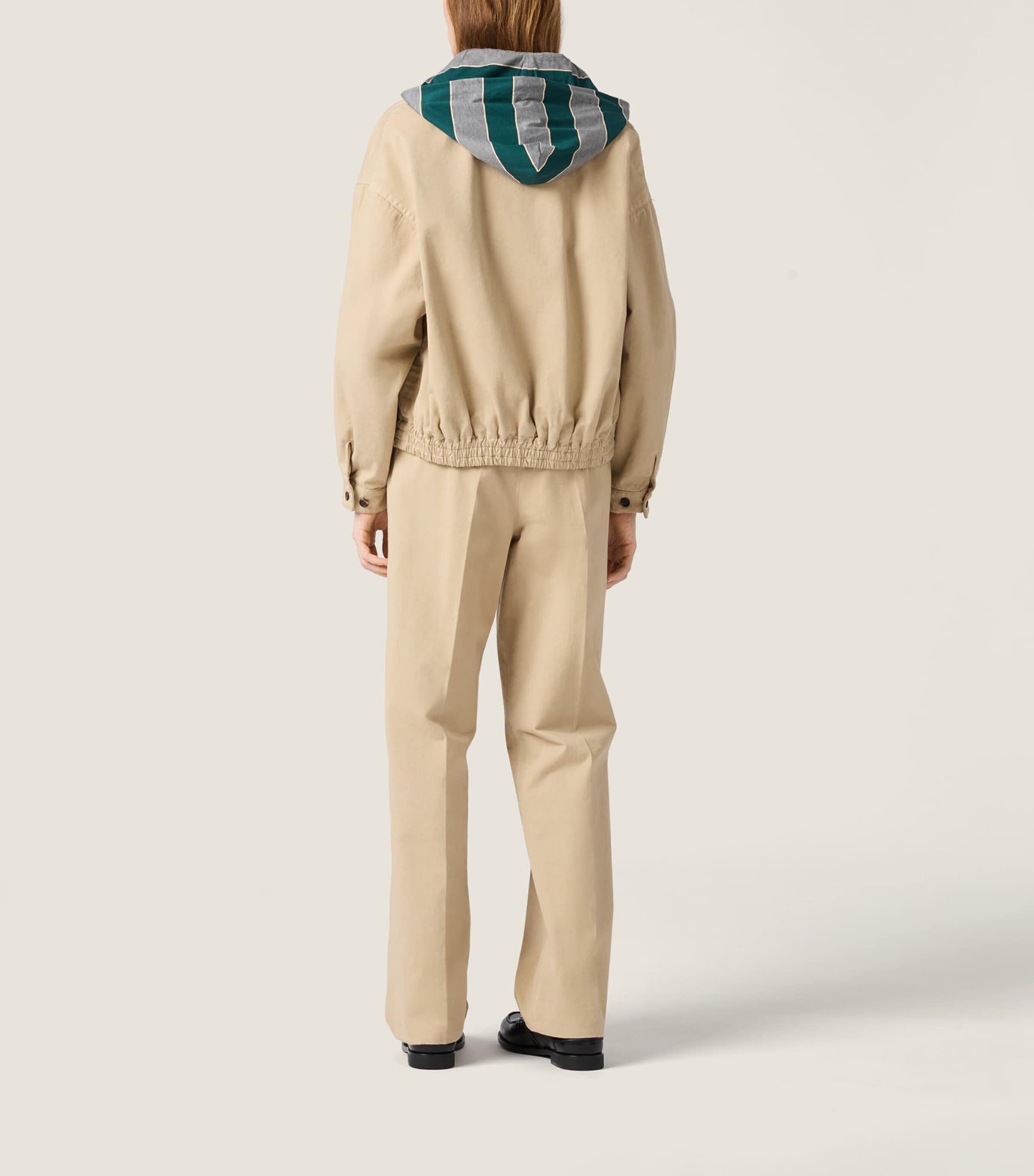 Miu Miu Womens Gabardine Hooded Jacket Neutral Image 3
