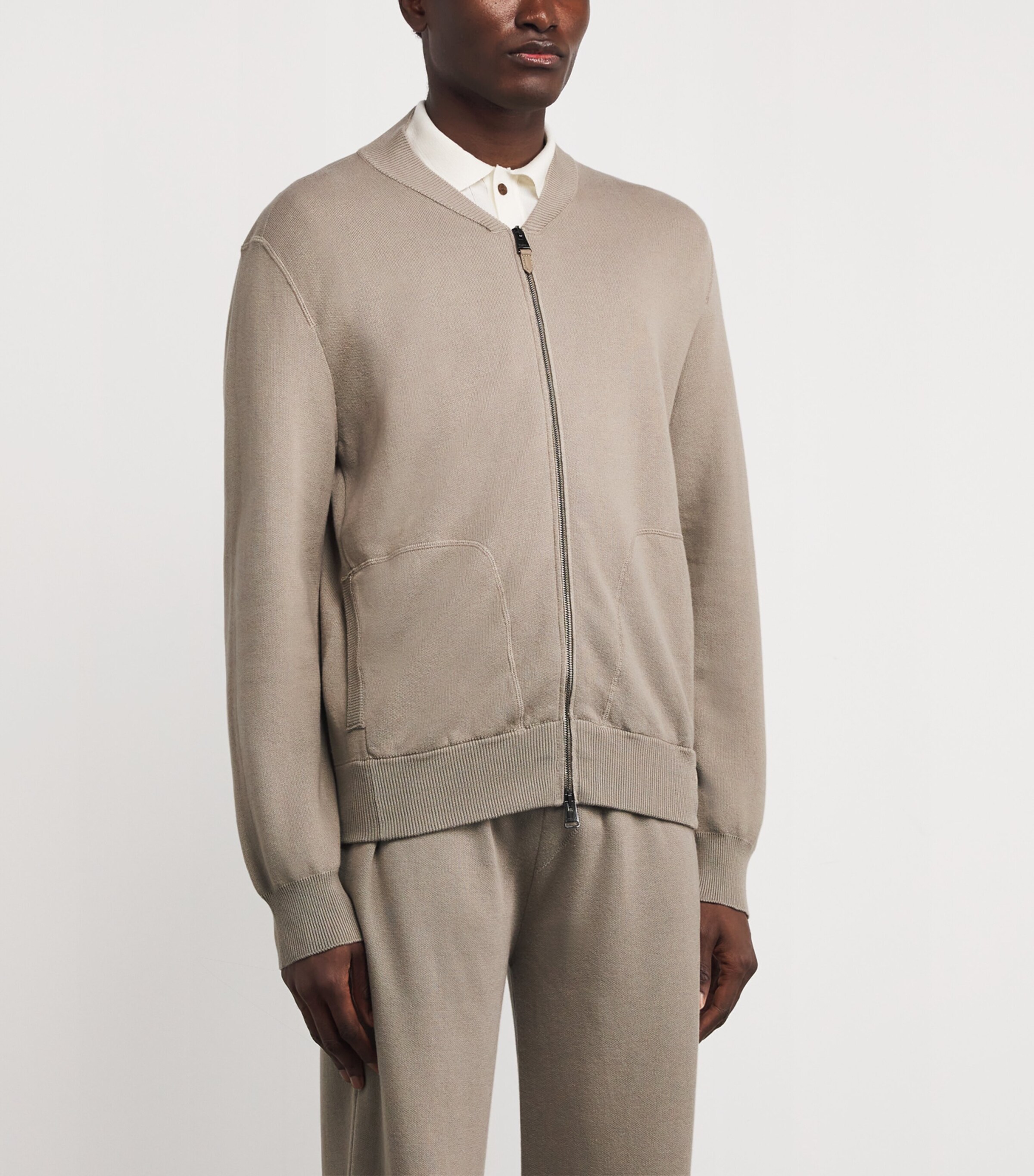 Canali Mens Cotton-Blend Zip-Up Sweatshirt Image 3