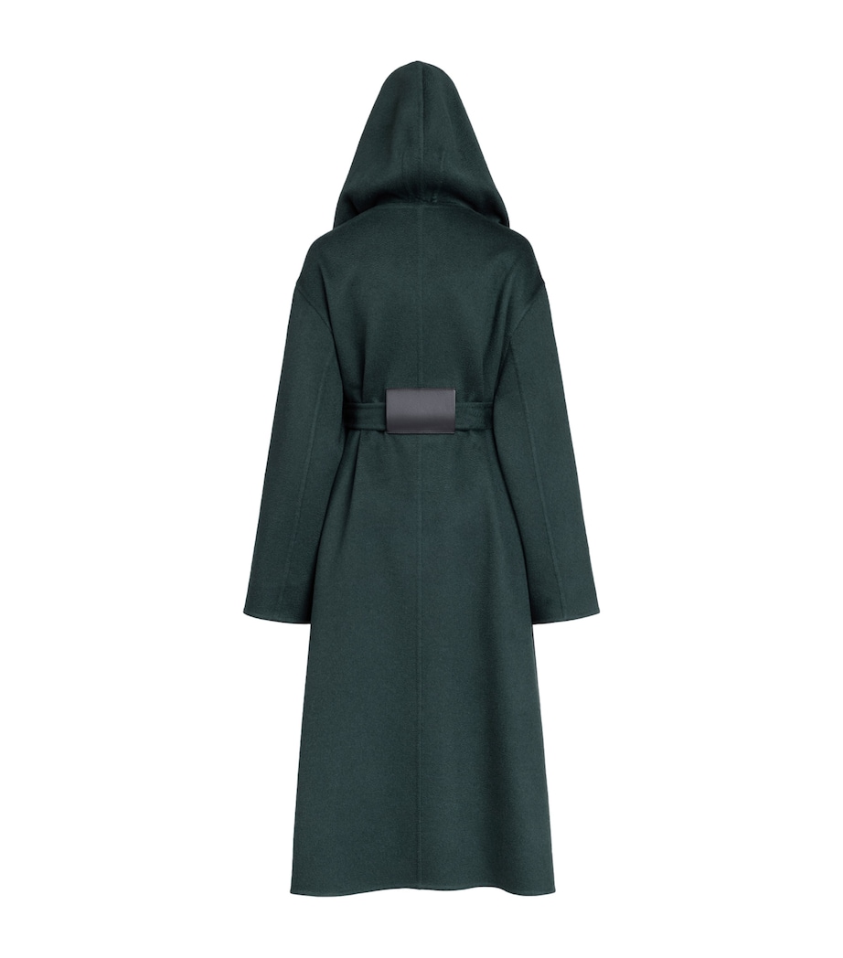 Alaïa Womens Cashmere Hooded Wrap Coat Vert Fonce Image 2