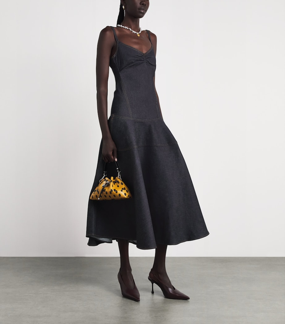 Jacquemus Womens Denim Pina Midi Dress Dark Navy Image 2