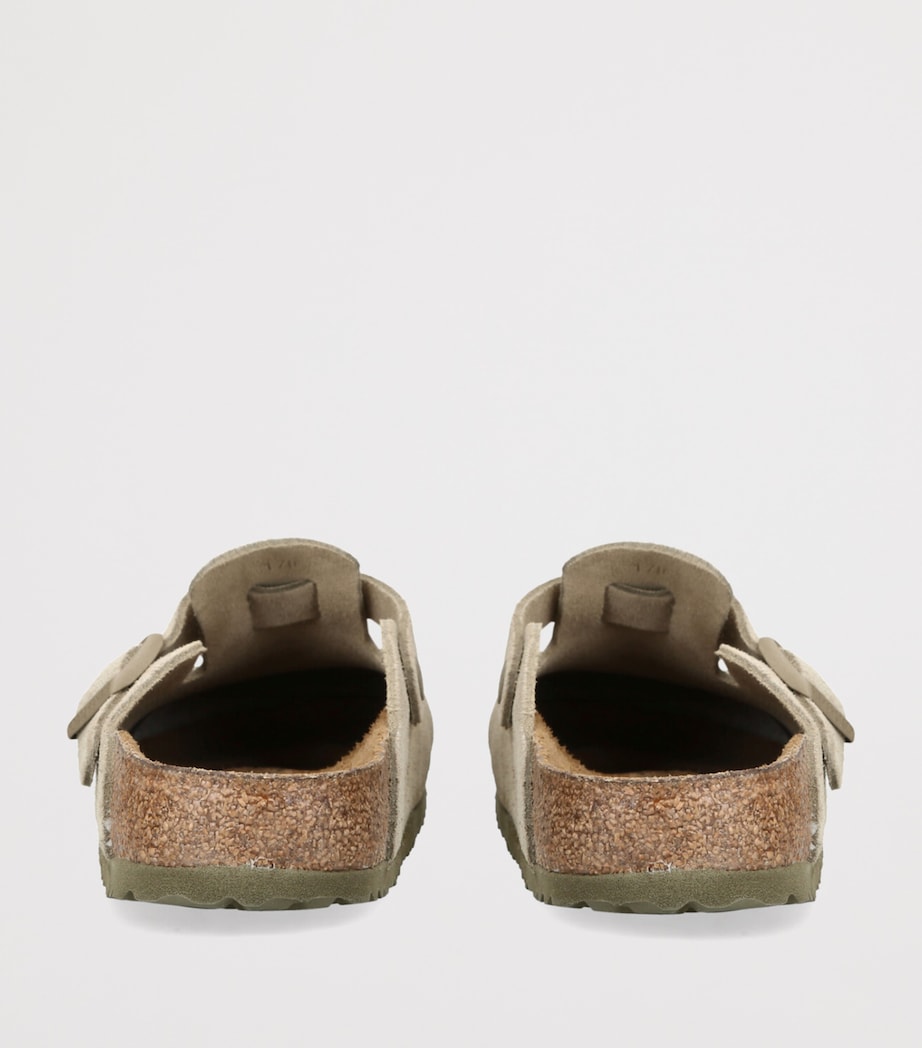 Birkenstock Suede Boston Clogs (Narrow Fit) Khaki Image 2