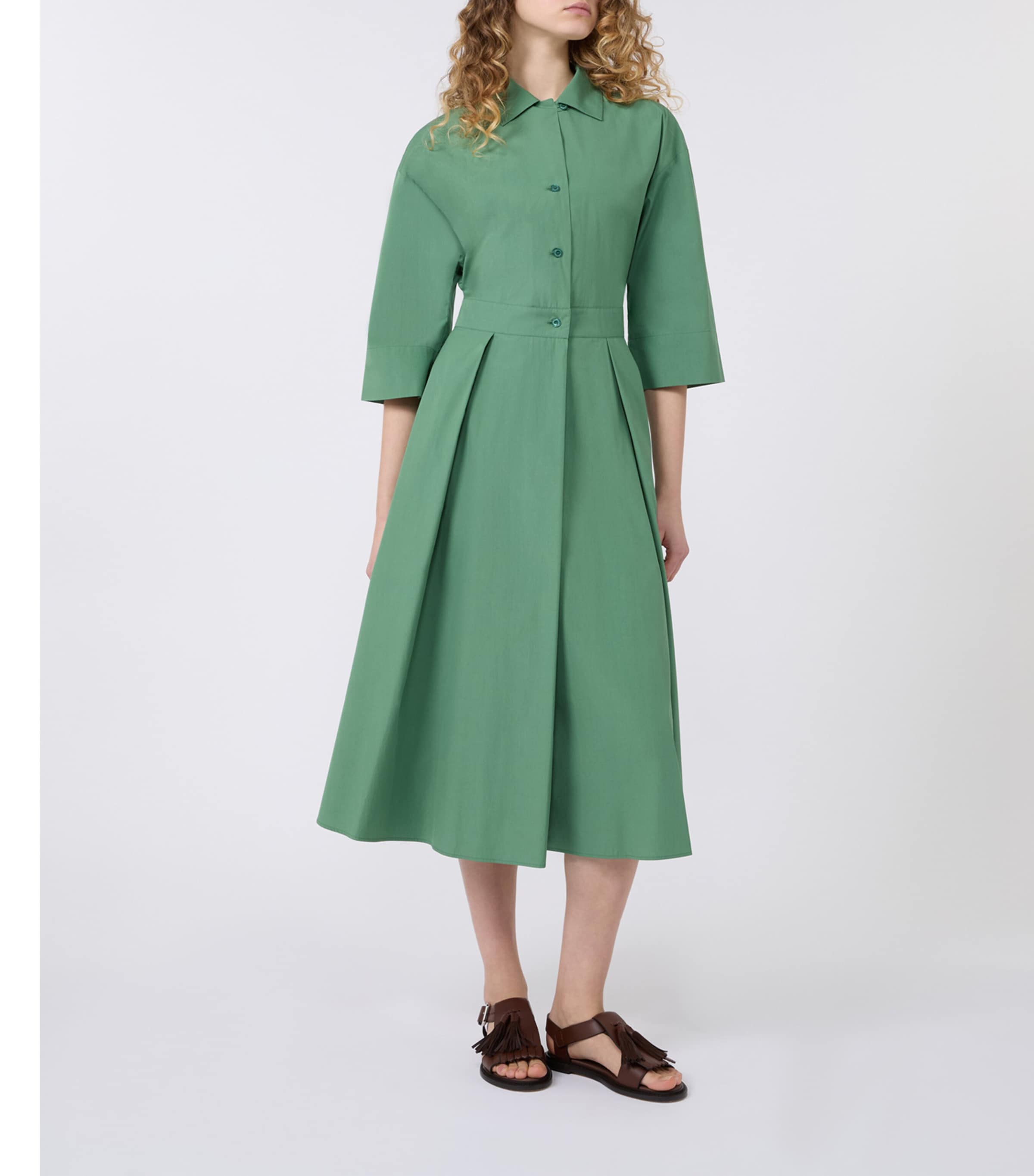 Weekend Max Mara Green Cotton Midi Shirt Dress | Harrods US