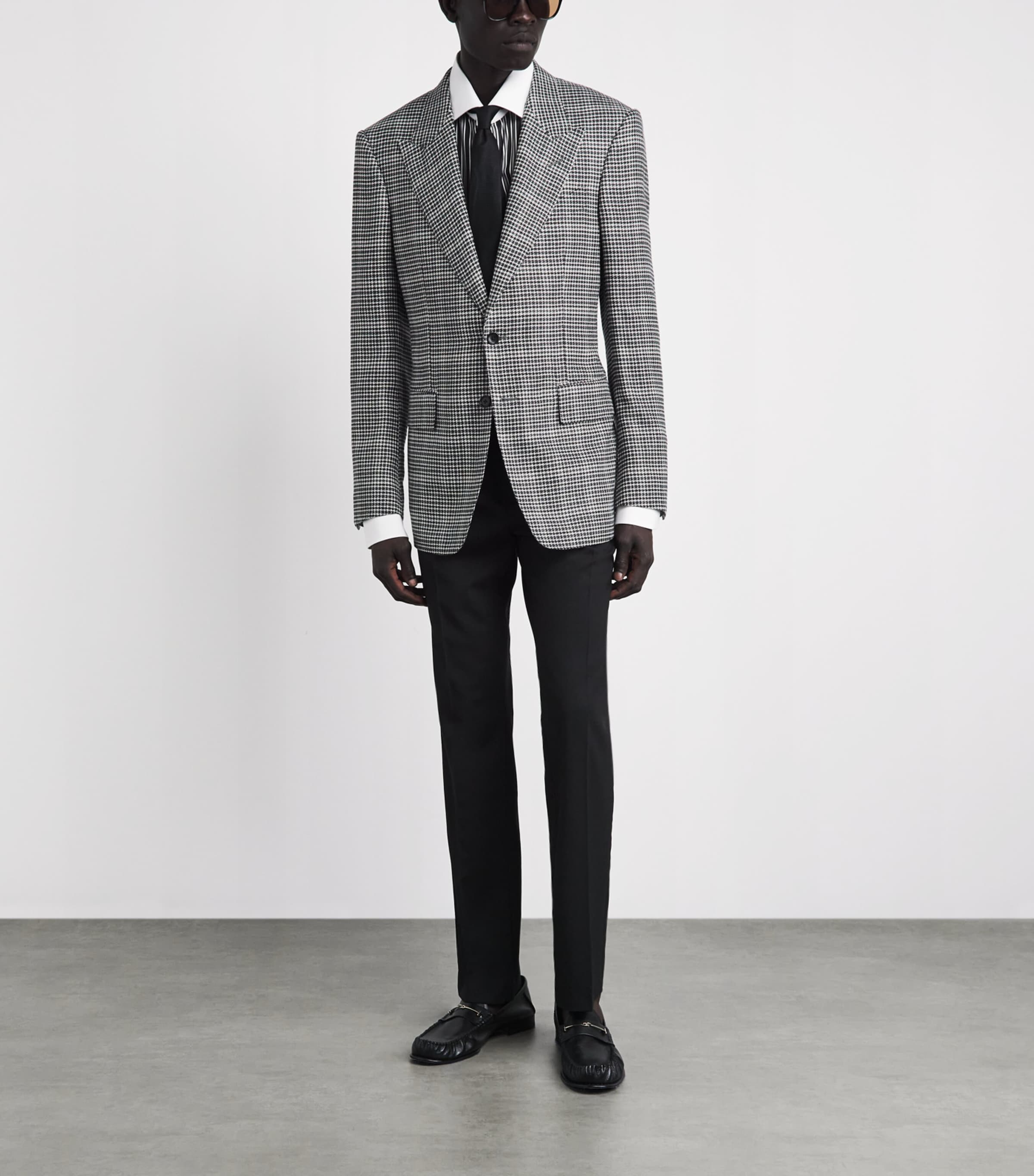 TOM FORD Mens Wool-Blend Houndstooth Shelton Blazer Nwa Image 2