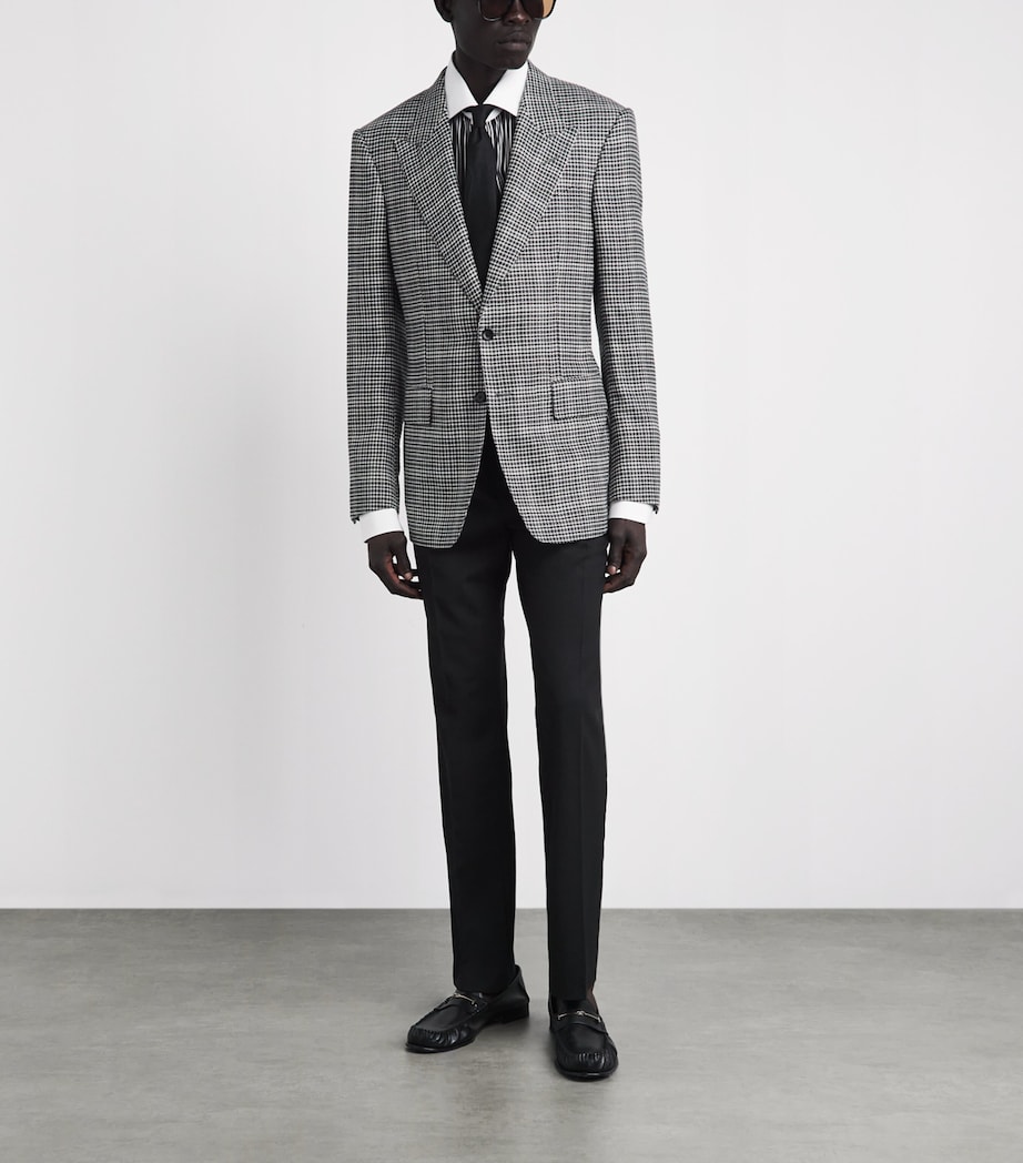 TOM FORD Mens Wool-Blend Houndstooth Shelton Blazer Nwa Image 2