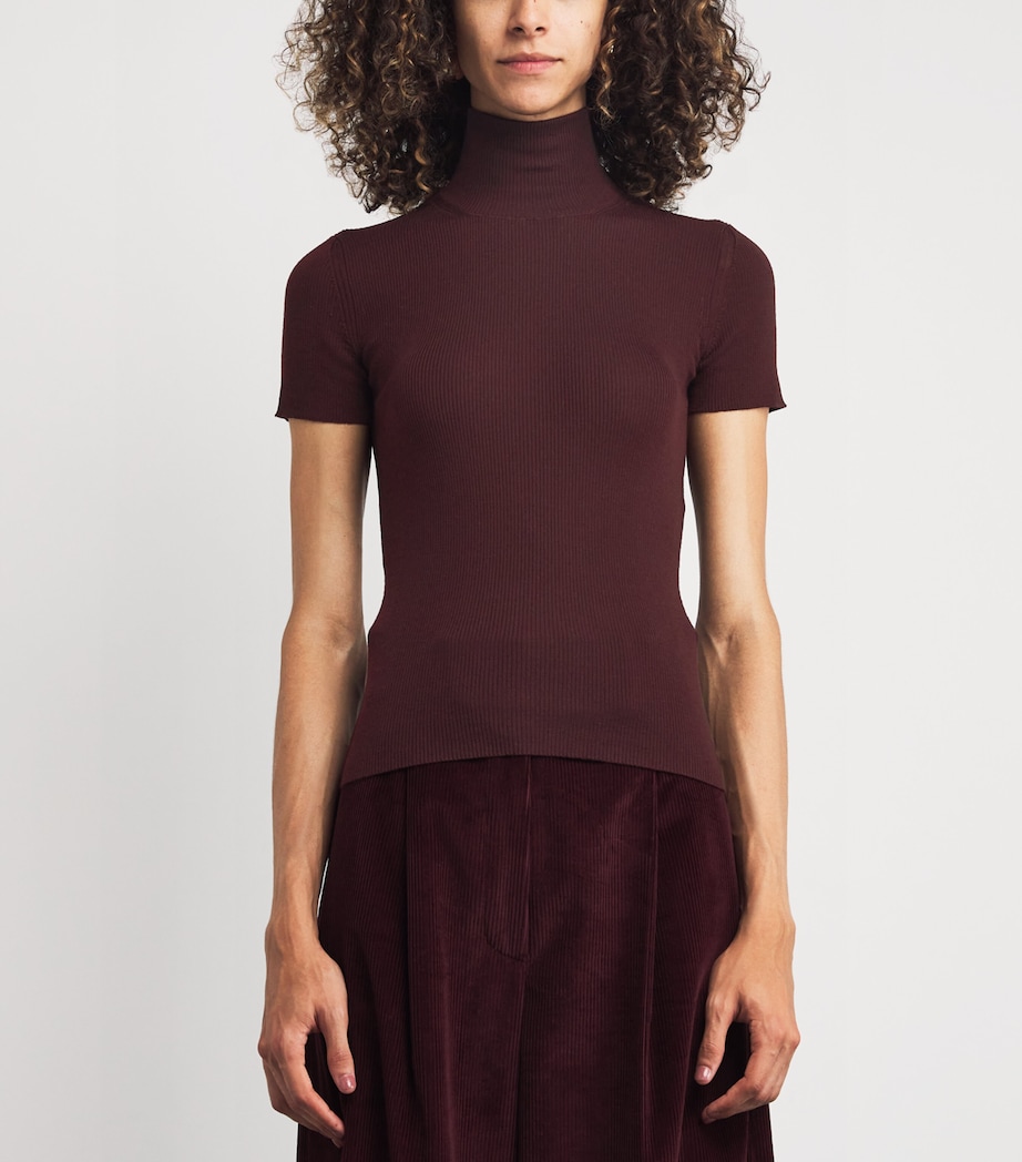 Wool Short-Sleeve Sweater CHERRY Image 3