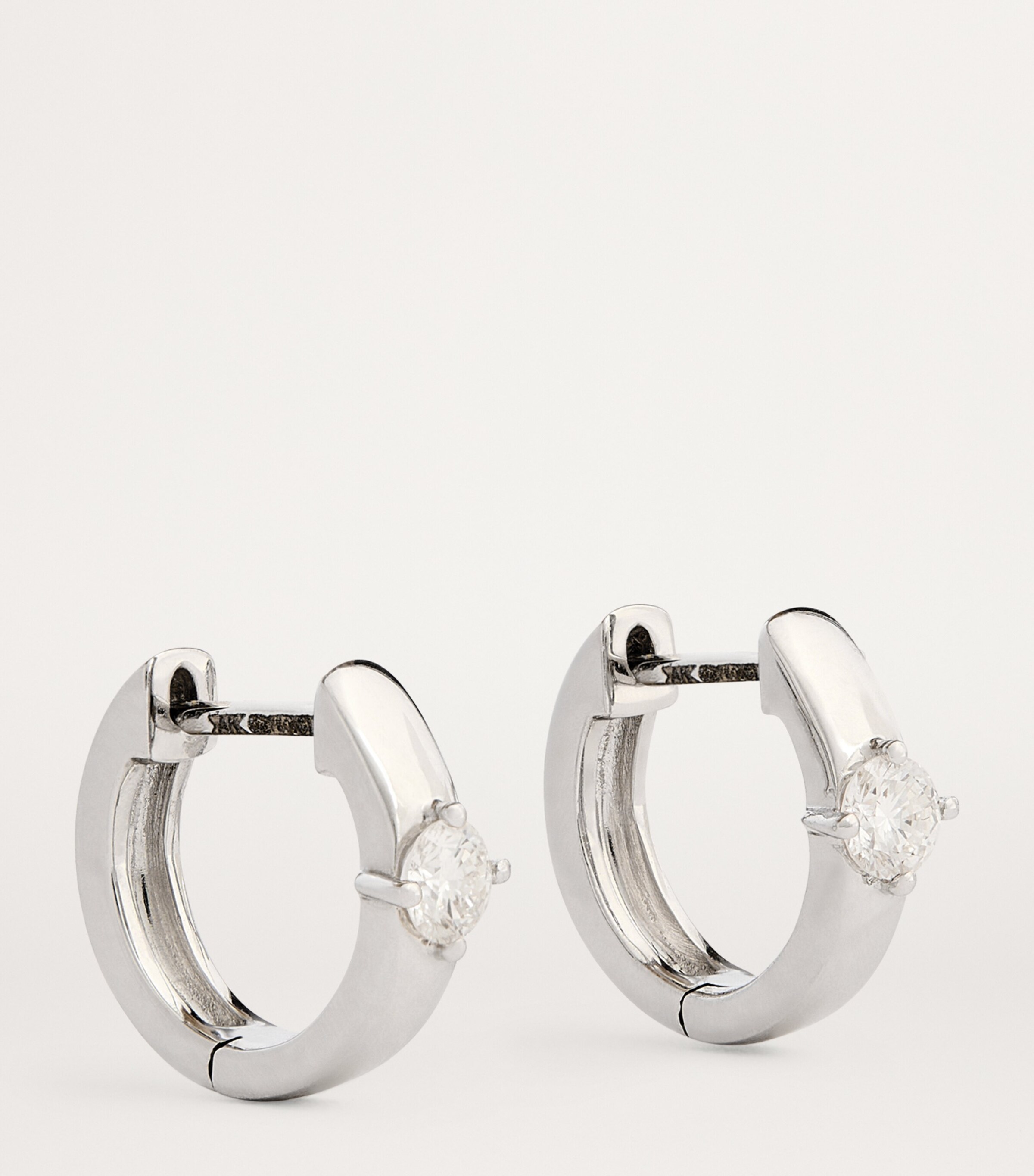 White Gold and Diamond Huggie Earrings WHITE GOLD Image 3