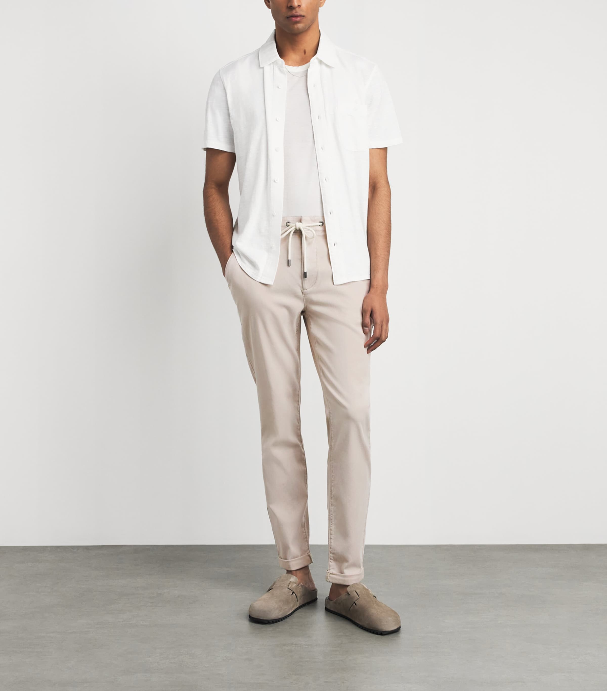 PAIGE Mens Drawstring Fraser Chinos Fresh Oyster Image 2