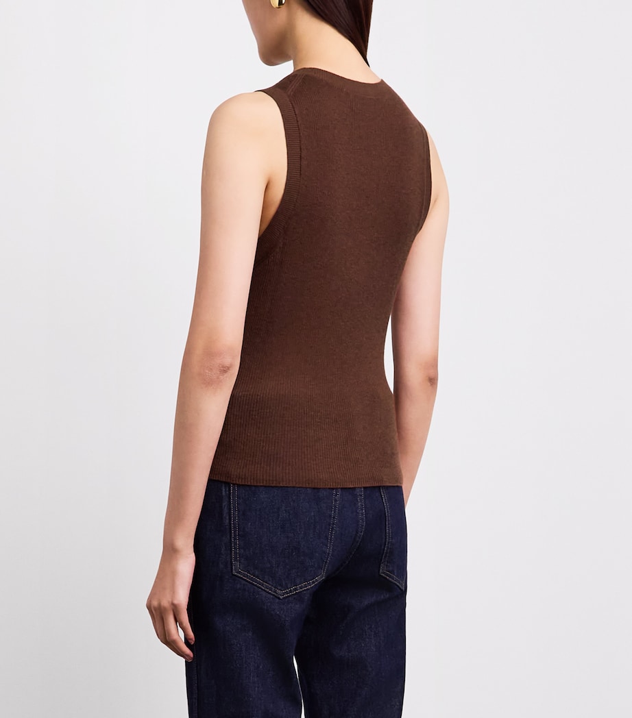 ME+EM Womens Merino Wool-Cashmere Barely There Sweater Vest Pecan Brown Image 5