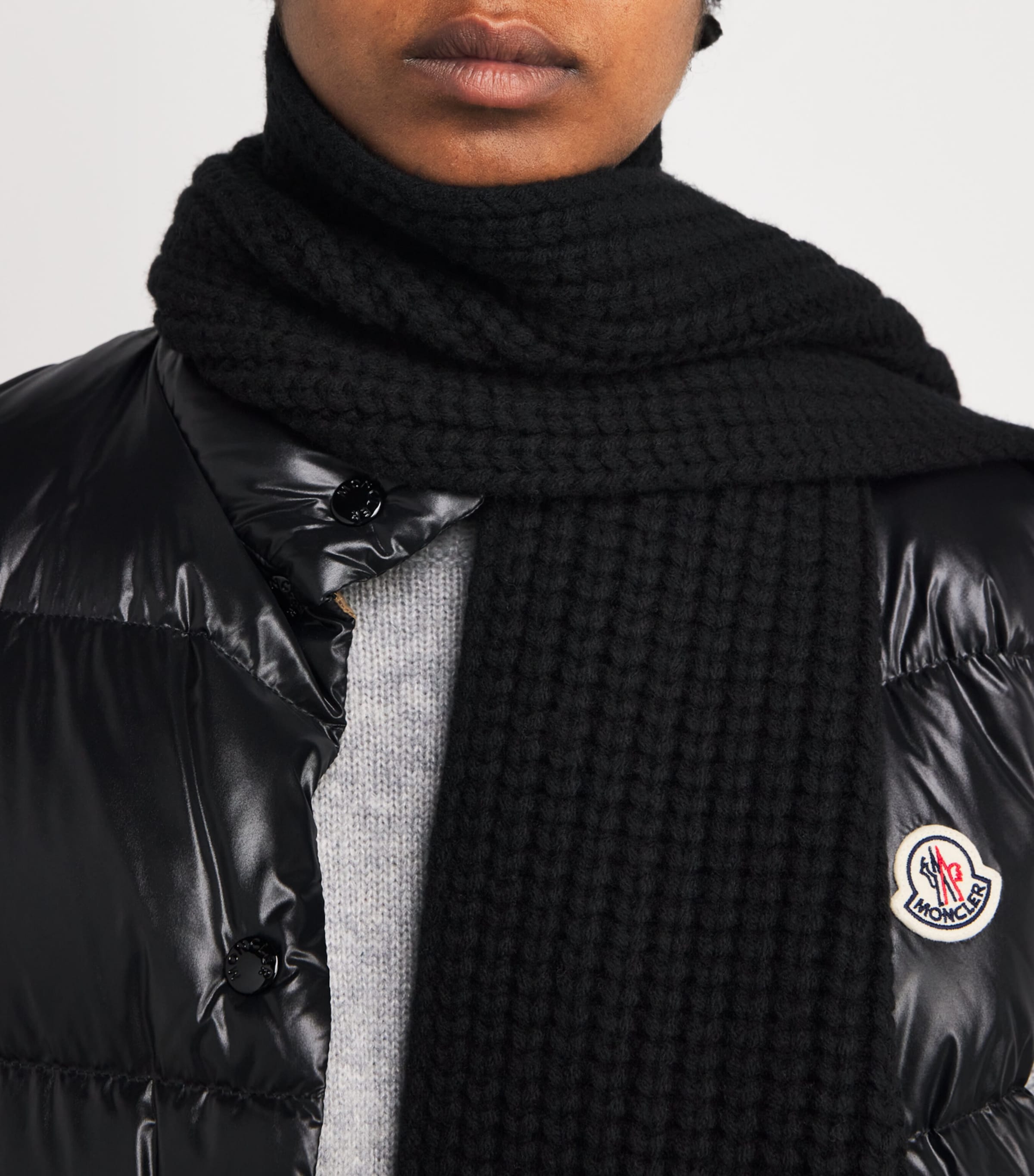 Wool Logo-Patch Scarf 999 Image 2