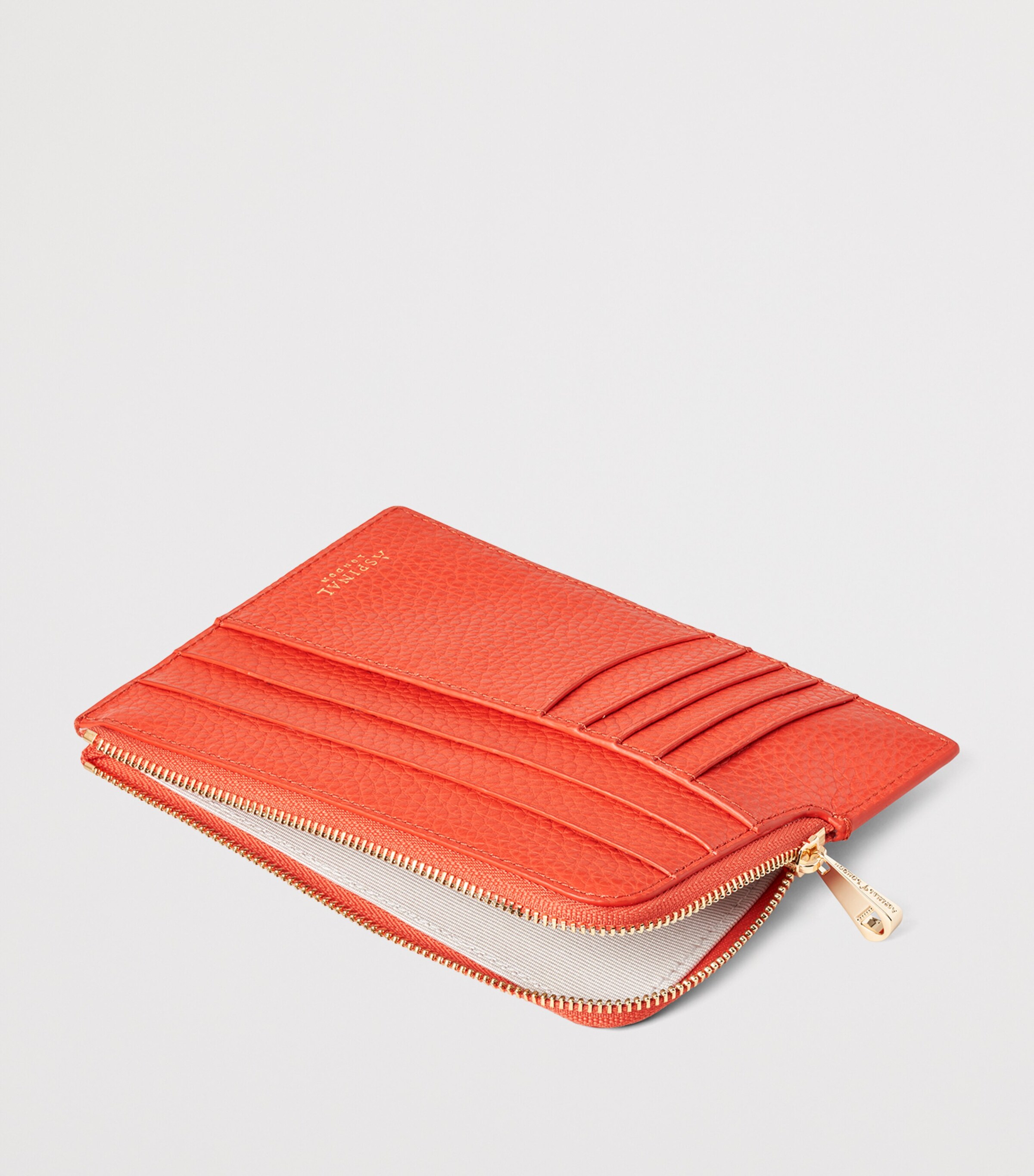 Aspinal Of London Leather Zipped Travel Wallet Coral Image 3