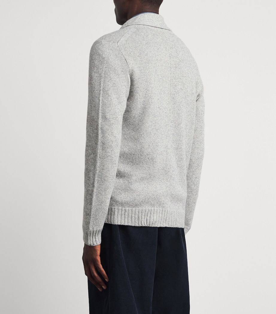 John Smedley Mens Recycled Cashmere-Wool Rockford Shawl Cardigan Polar Image 5