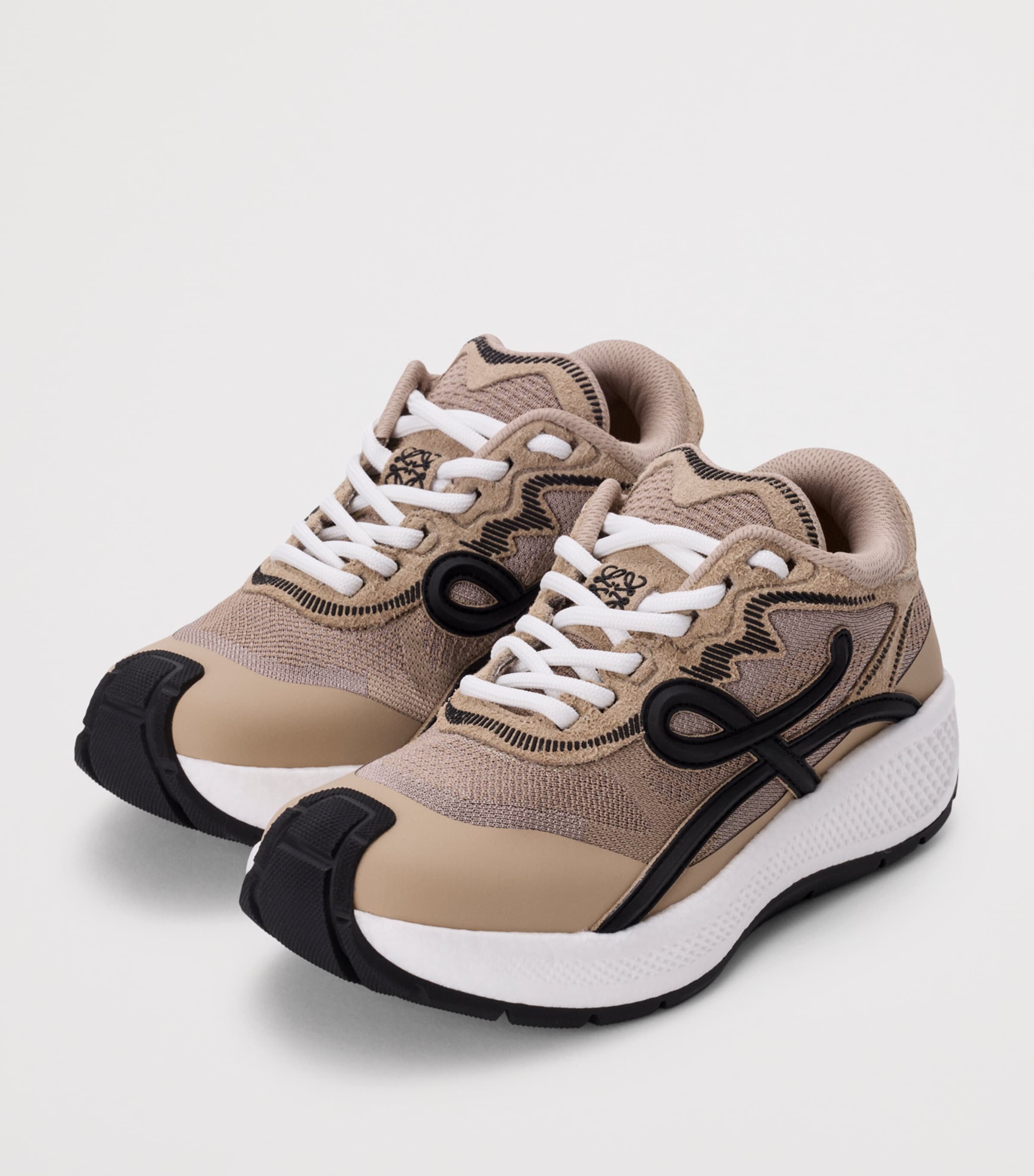 LOEWE Leather Pogo Sneakers Beige/black/white Image 2