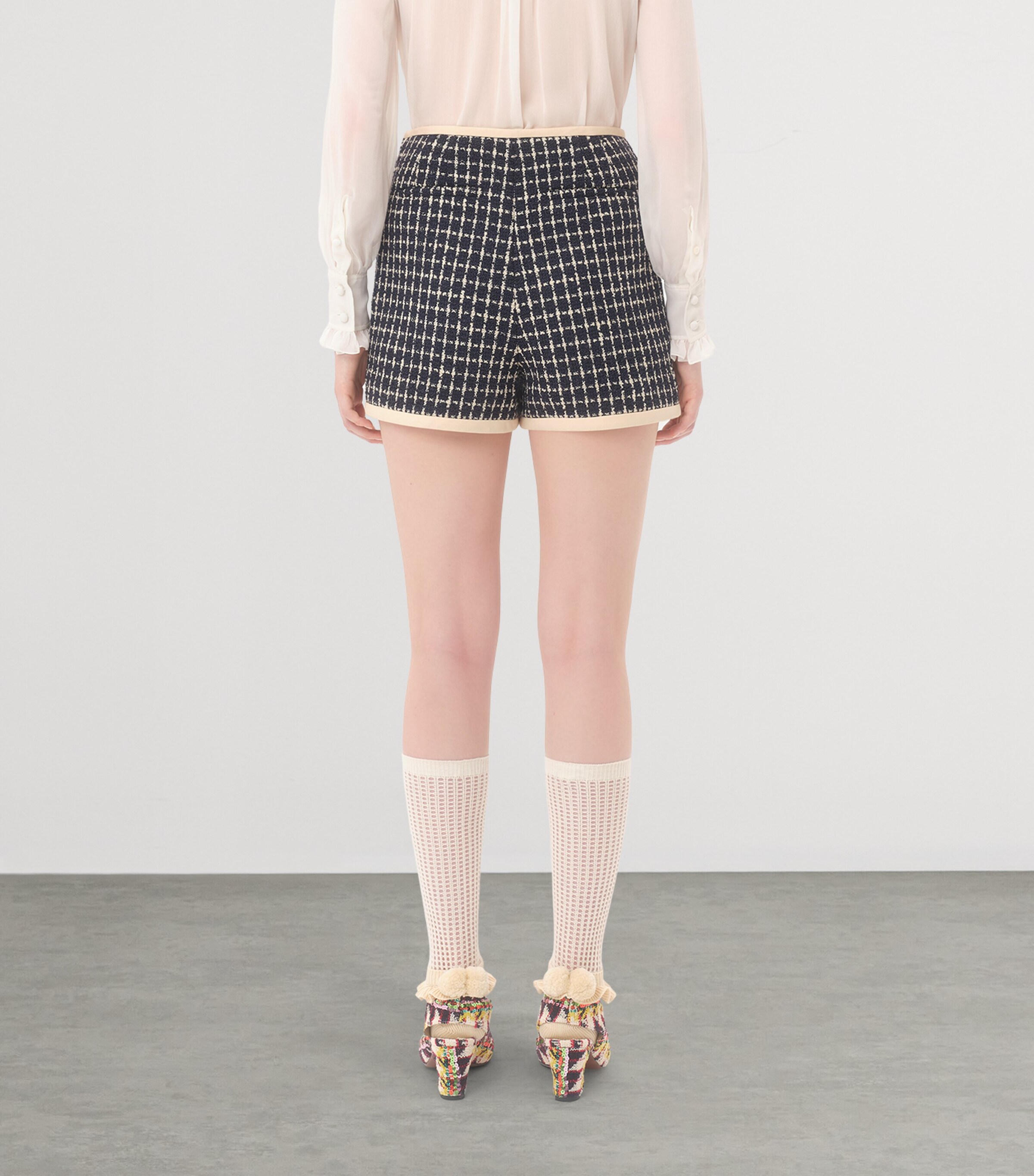 Valentino Womens Wool-Blend Check Shorts Image 4