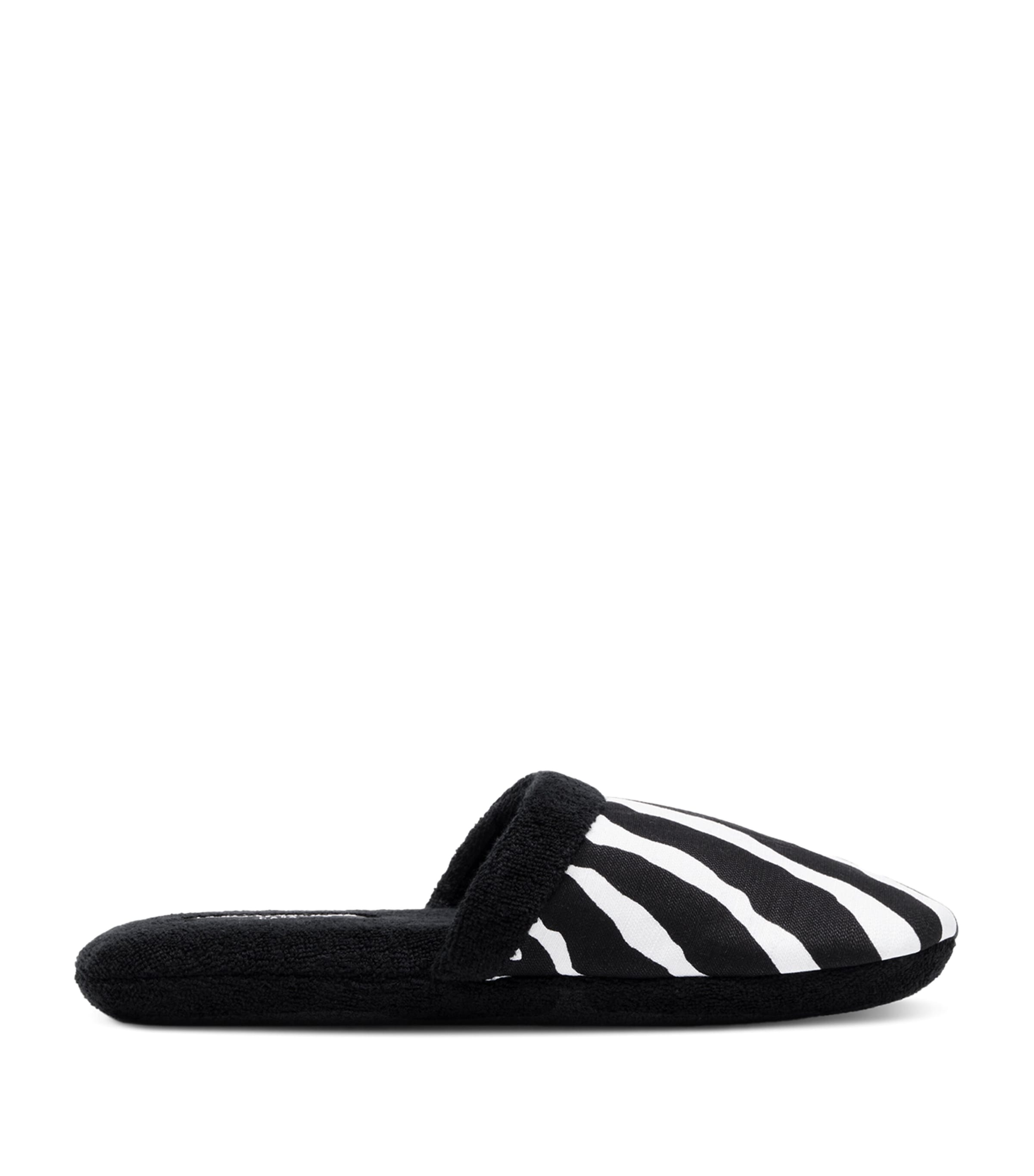 Dolce & Gabbana Casa Zebra Print Slippers In Black
