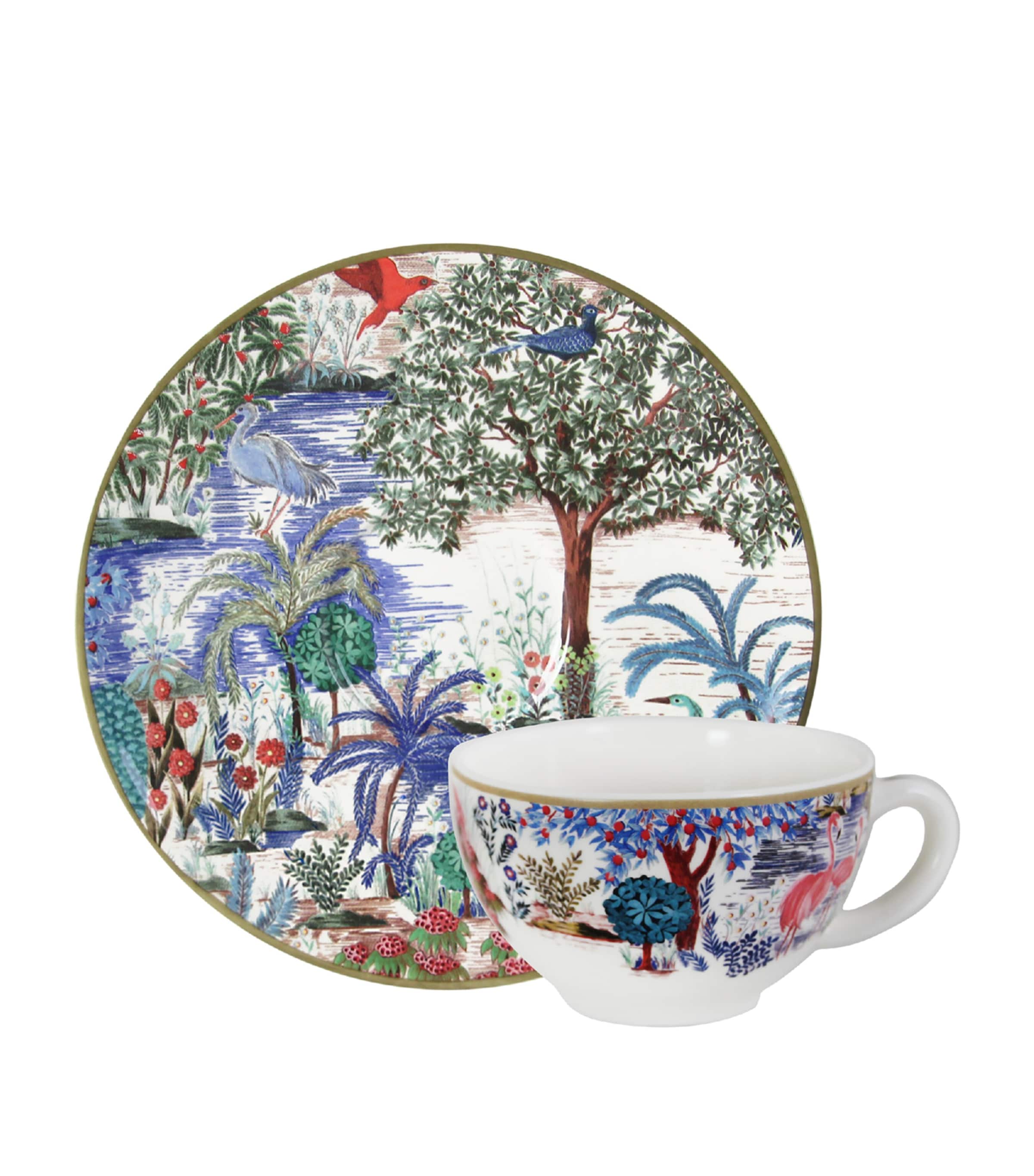 Gien Set Of 2 Jardin Du Palais Tea Cups And Saucers