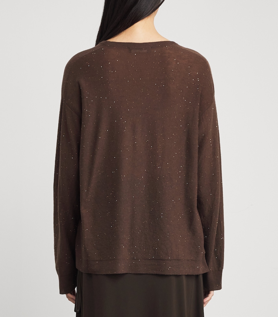 Wool Sequin V-Neck Sweater 1269 EBANO Image 4