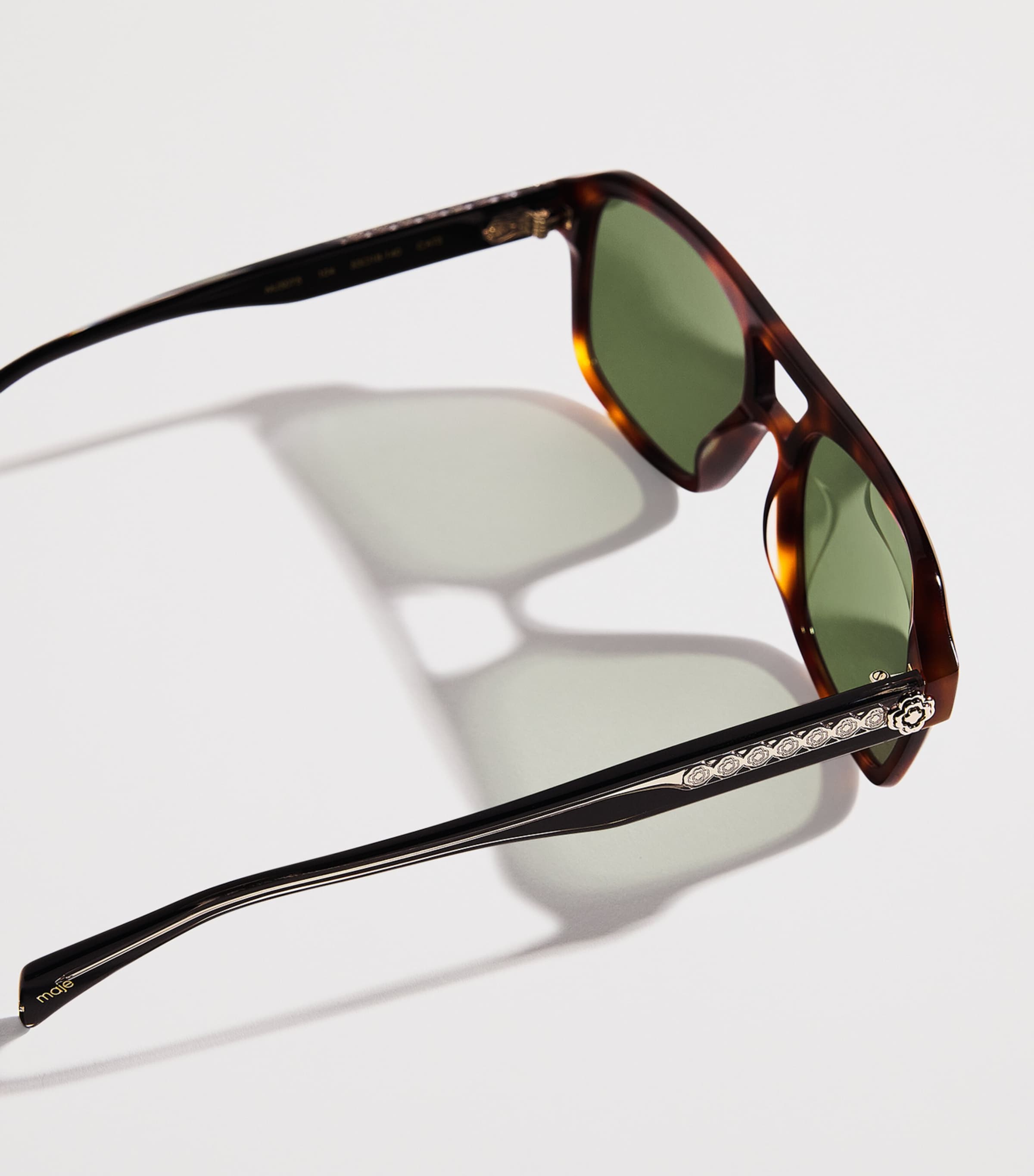 Acetate Square Aviator Sunglasses BLACK Image 5