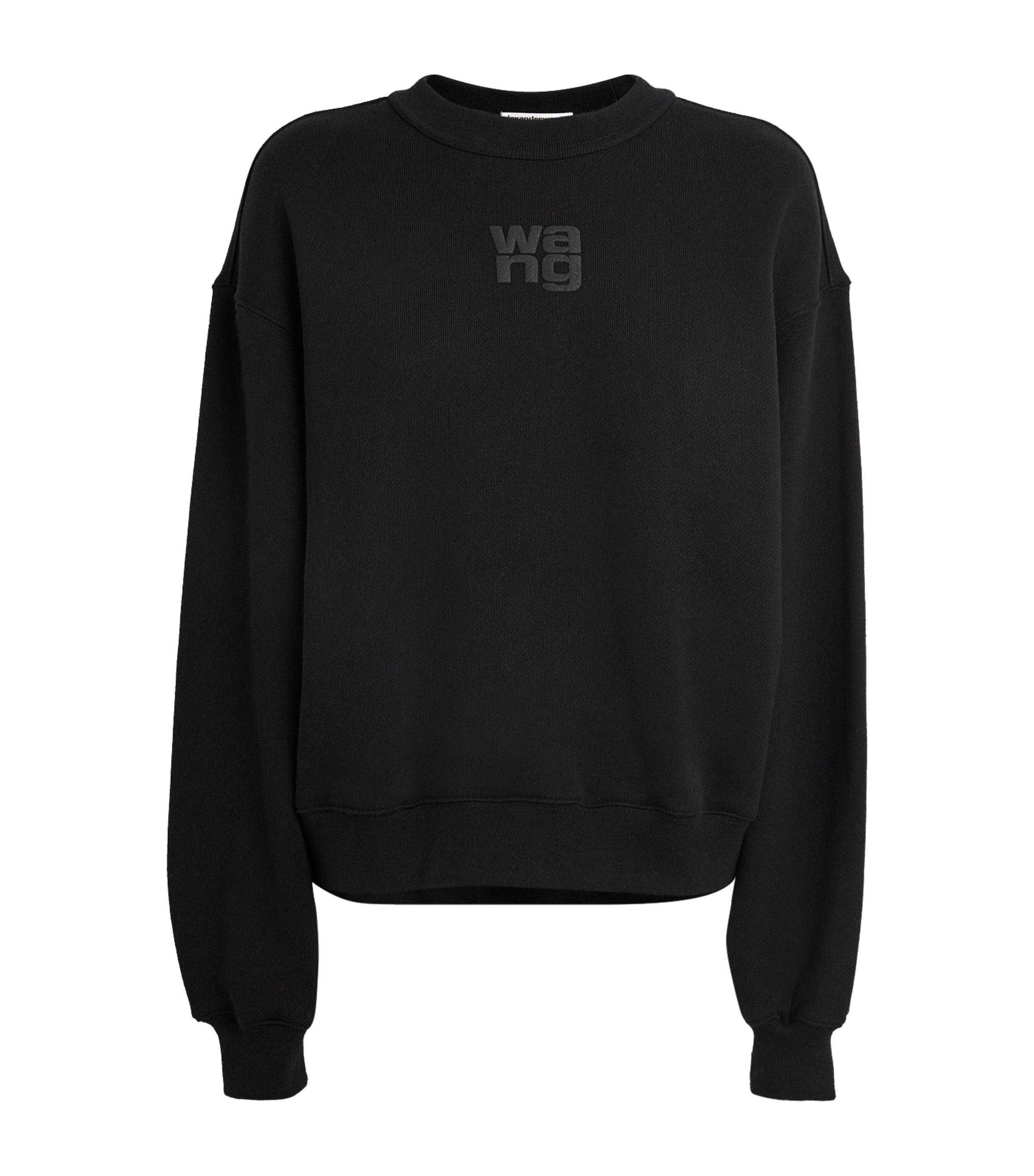 Alexander Wang Essential Terry Crew Neck Cotton Sweatshirt Clothing In Black