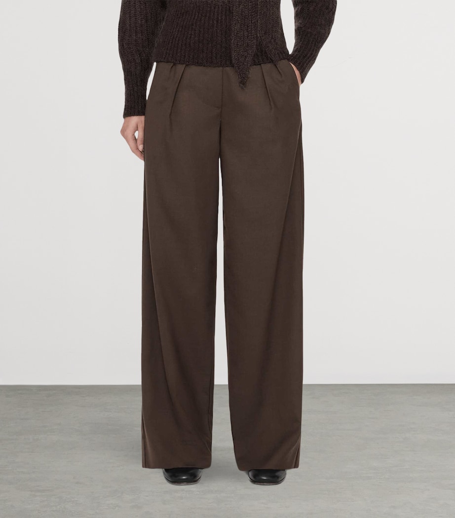 AllSaints Womens Laura Wide-Leg Trousers Brown Image 3