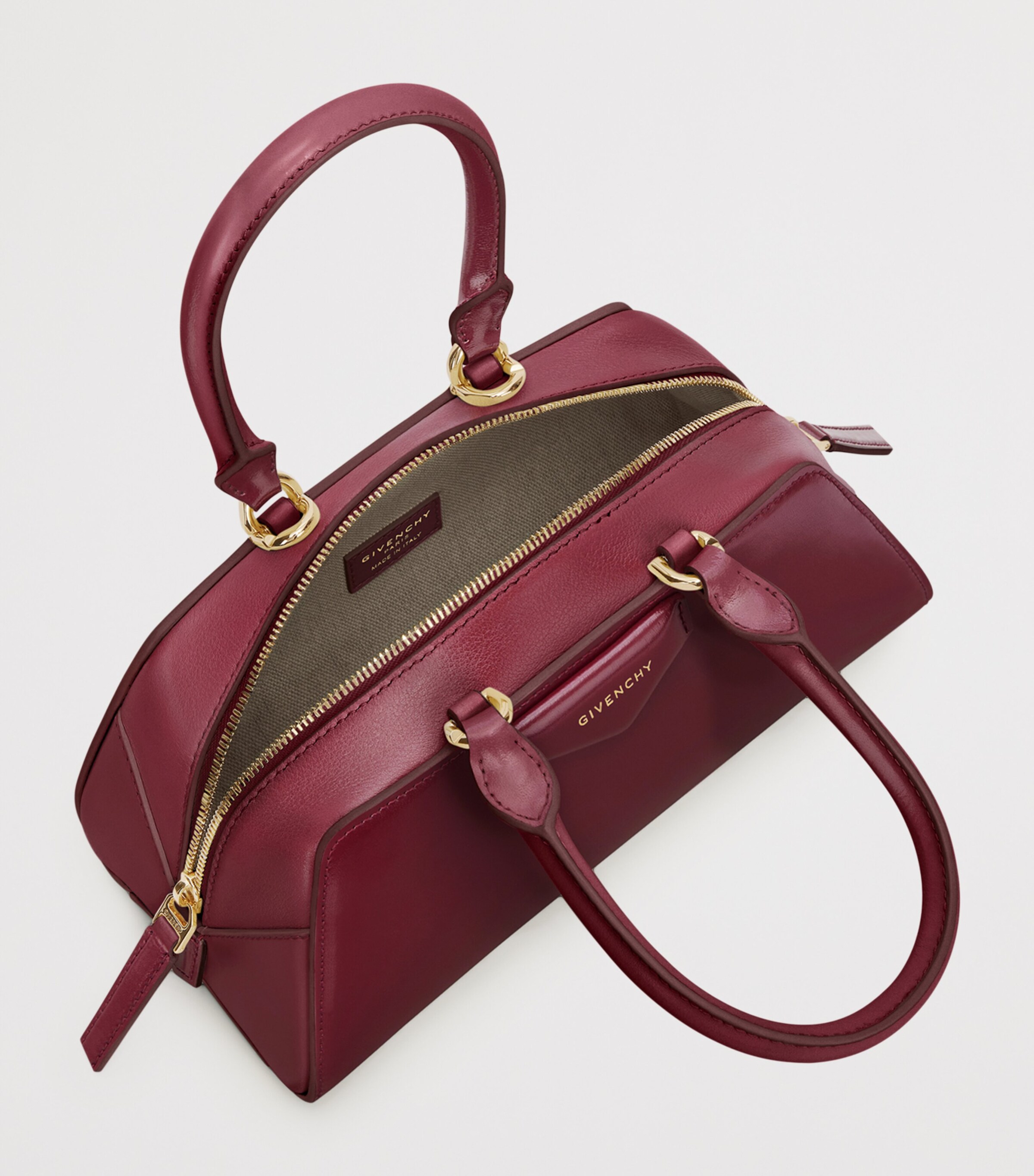 Mini Leather Antigona Cube East-West Top-Handle Bag BURGUNDY Image 5