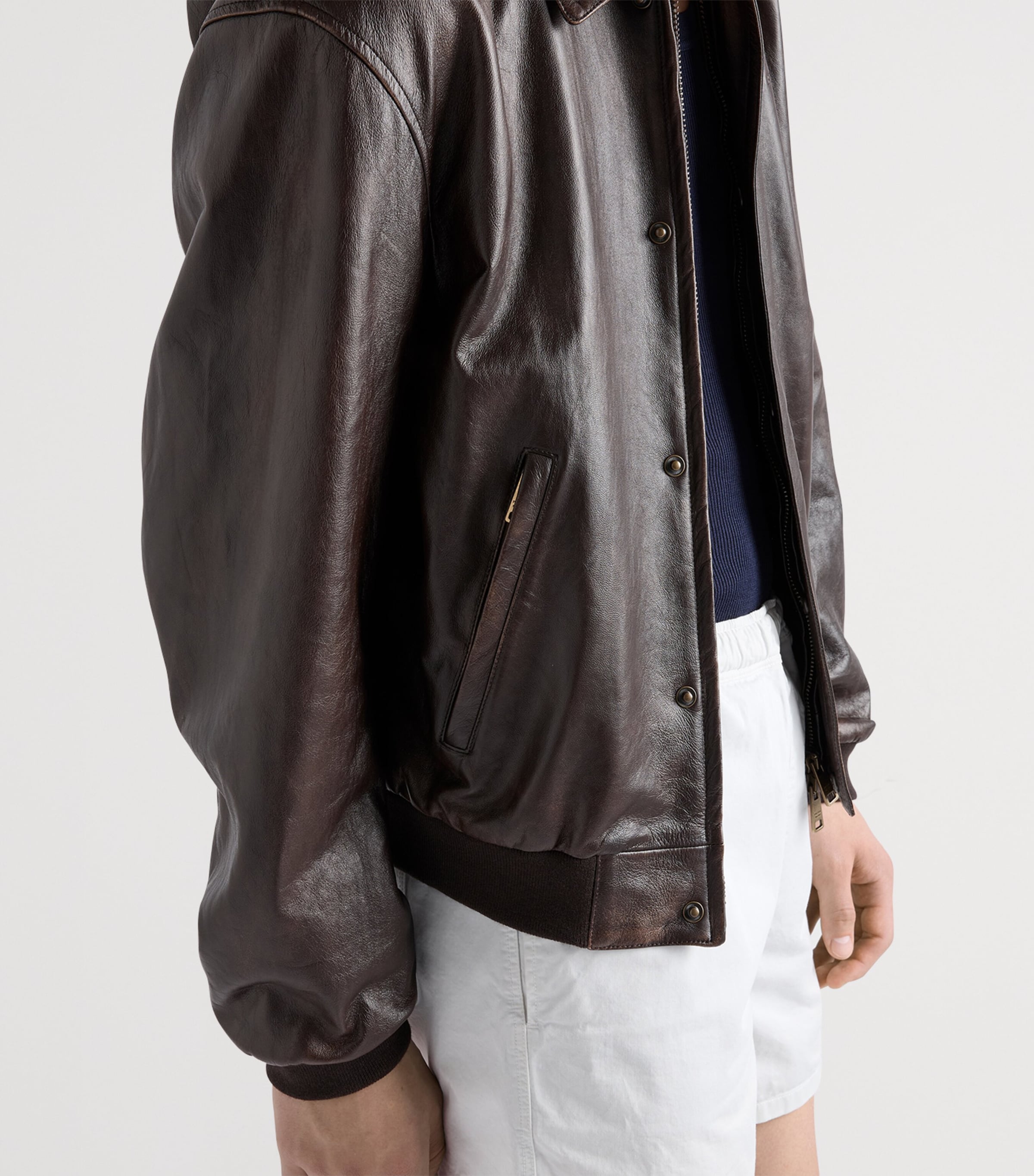 Prada Mens Nappa Leather Bomber Jacket Brown Image 6