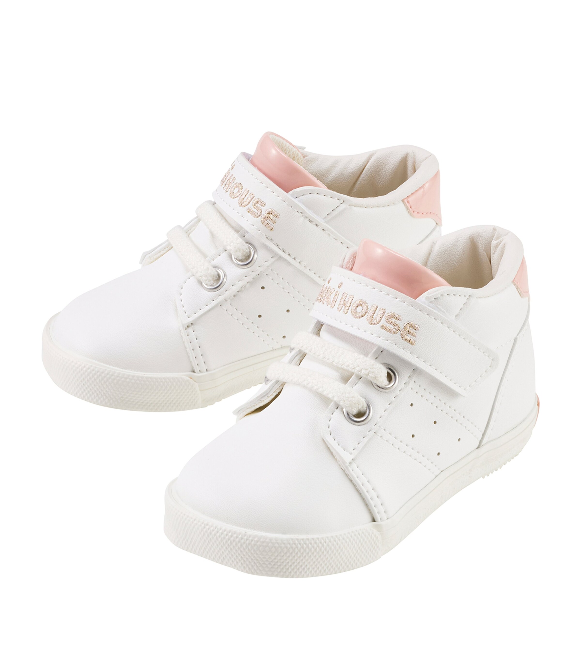 Miki House Kids' Velcro-strap High-top Sneakers In Pink