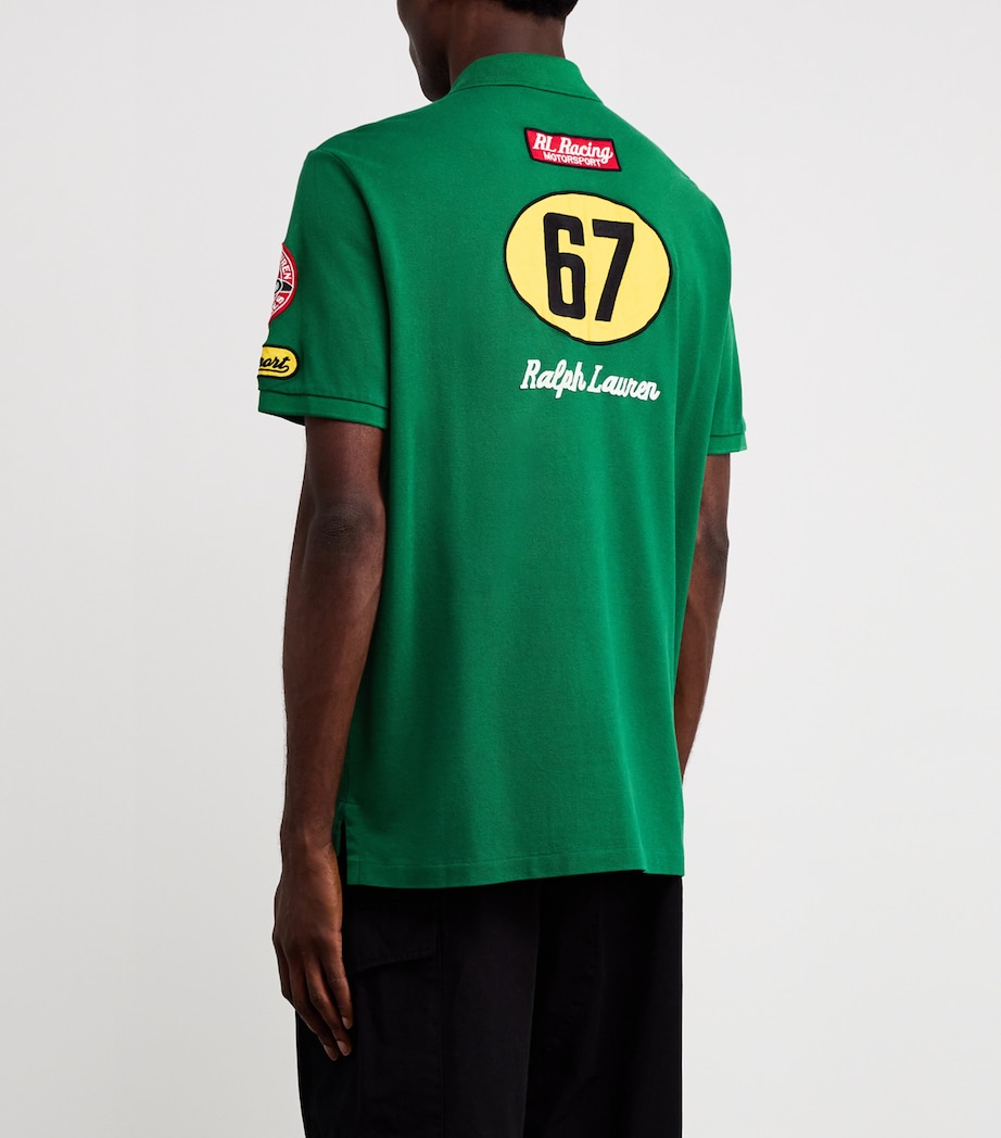 Cotton Racing Polo Shirt GREEN Image 4
