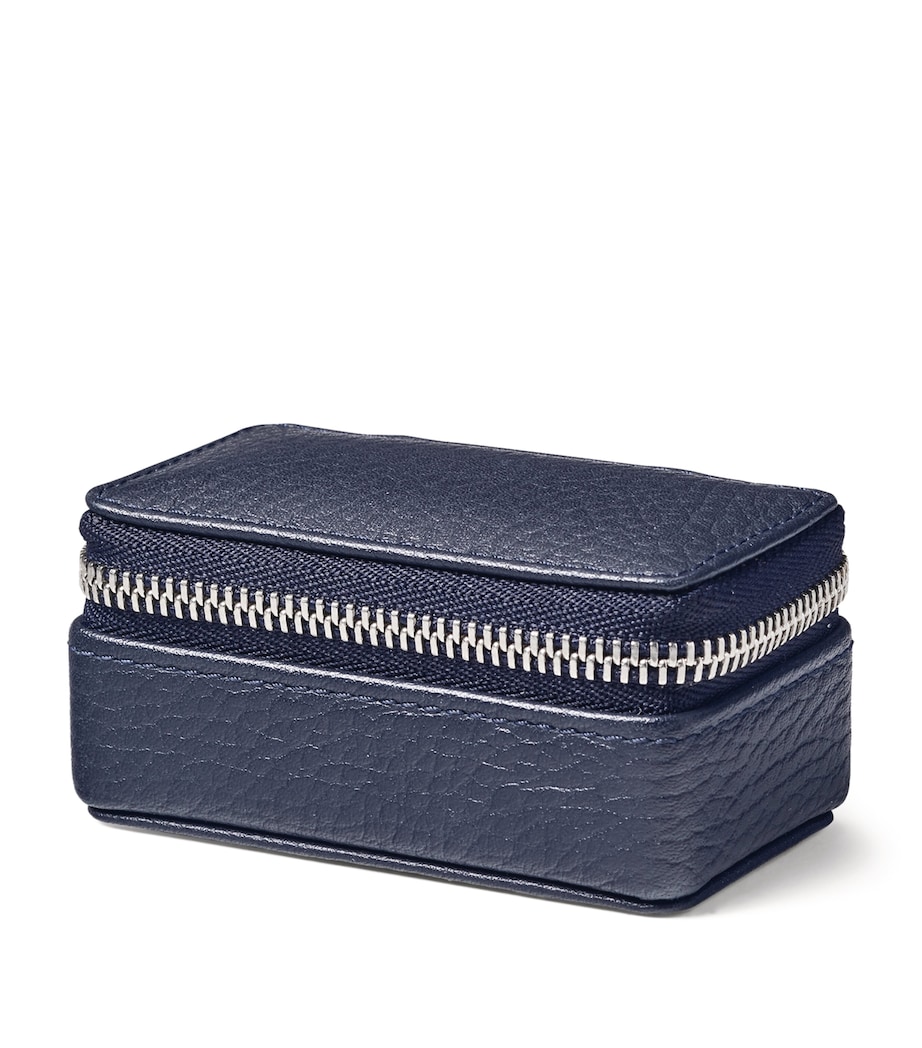 Small Leather Travel Jewellery Case NAVY Image 4