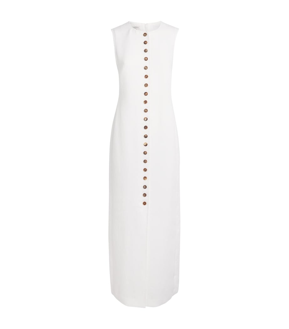 Lafayette 148 Womens Linen Sleeveless Maxi Dress White Image 1