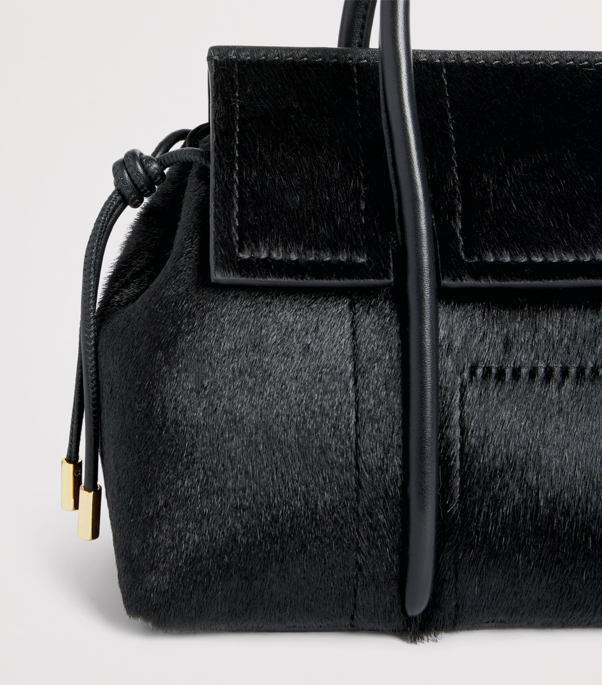 Harrods Small Calf Hair Marcie Shoulder Bag Black Image 6