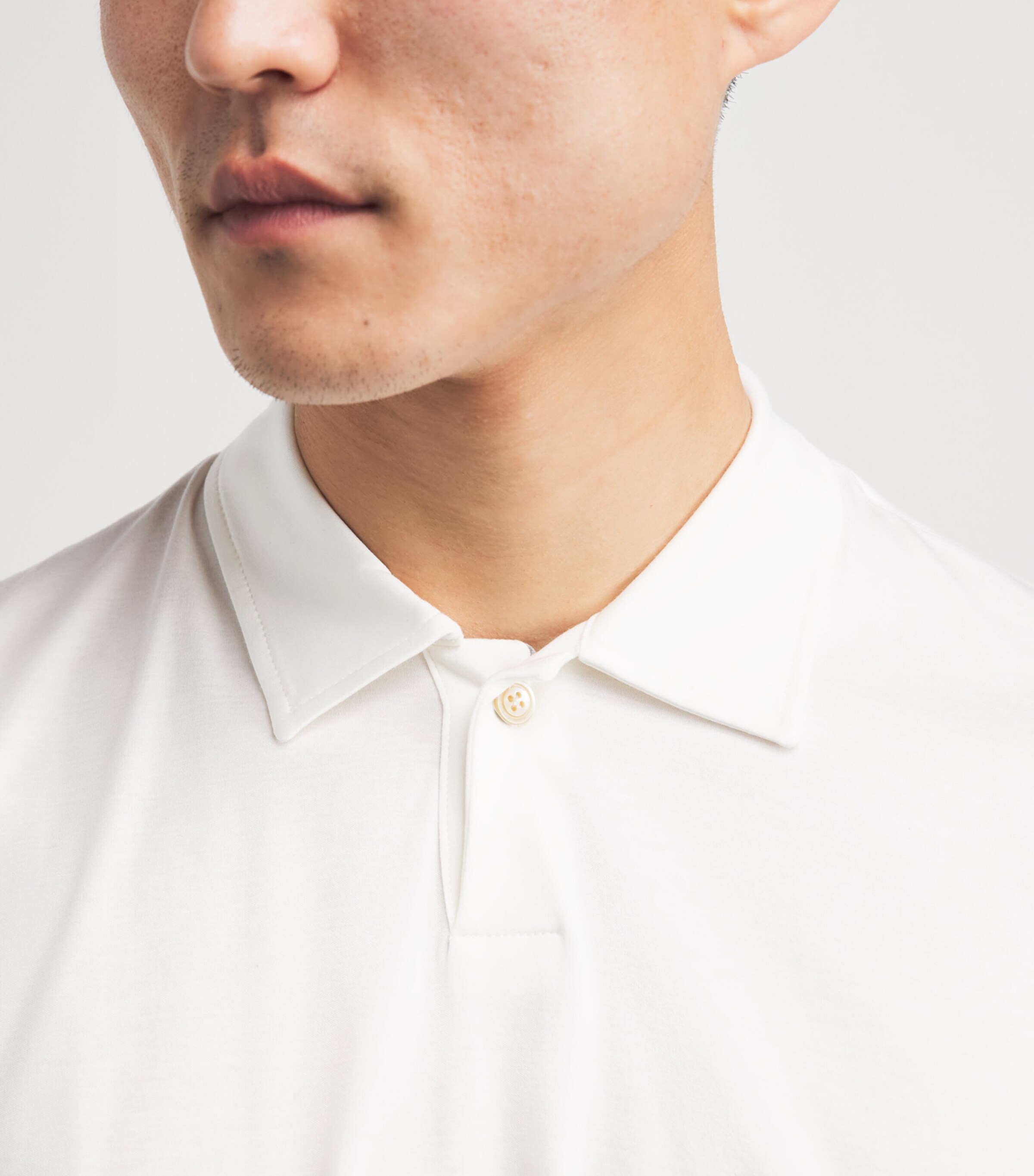 Eleventy Mens Cotton-Modal Polo Shirt Bianco Image 3