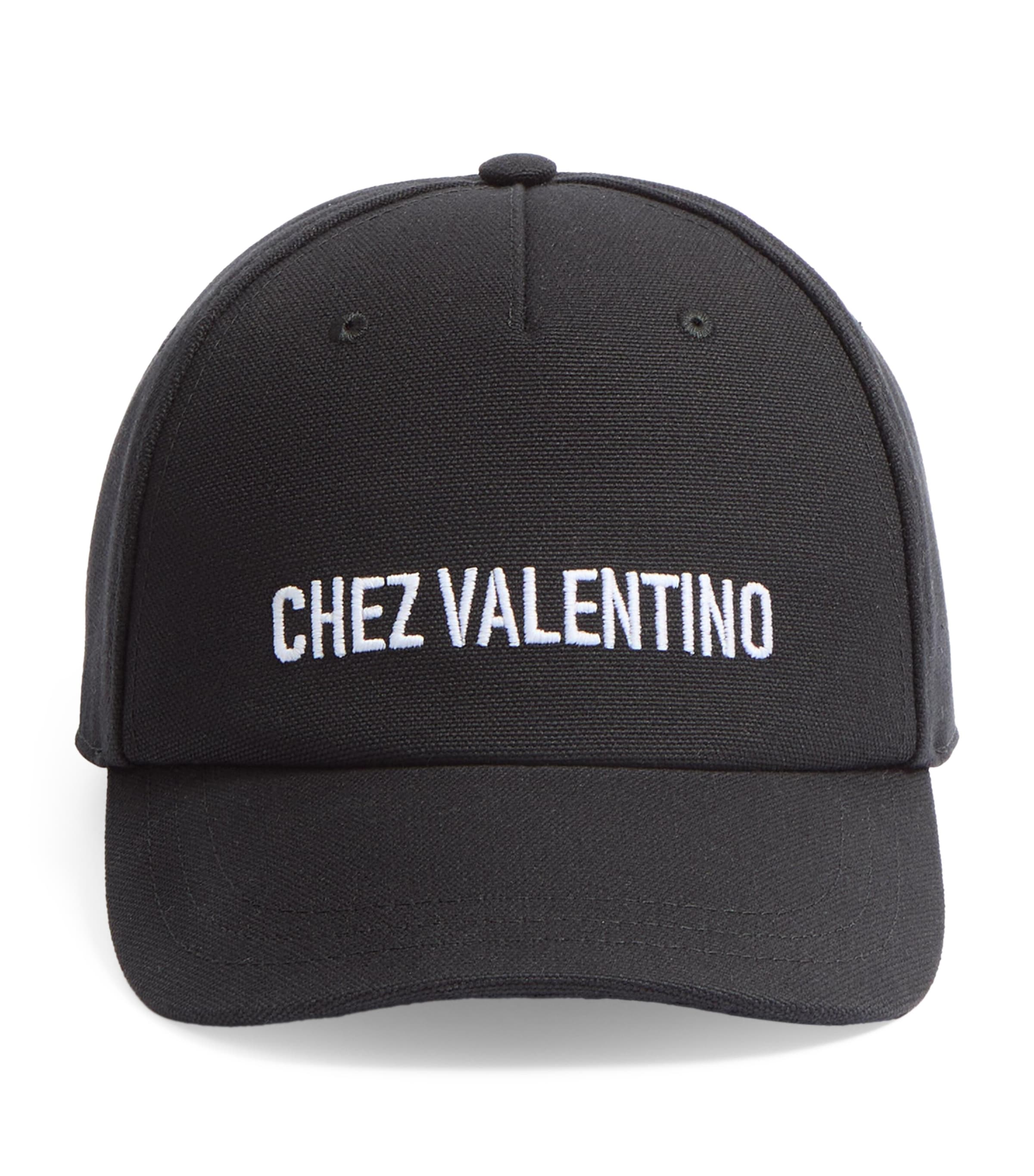 Valentino Cotton Baseball Cap With Embroidery In Black