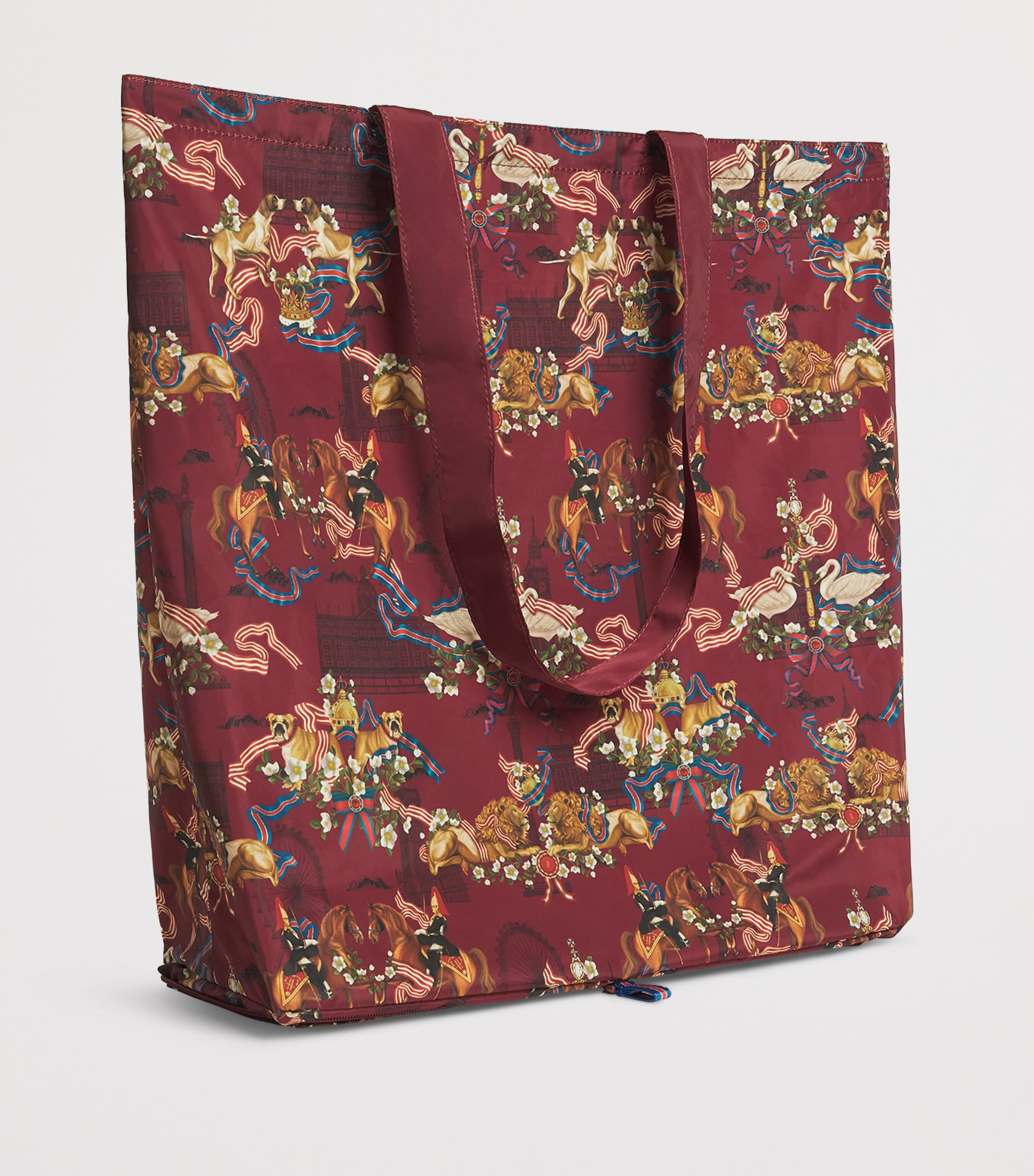 Harrods Great British Pocket Shopper Bag Burgundy Image 2