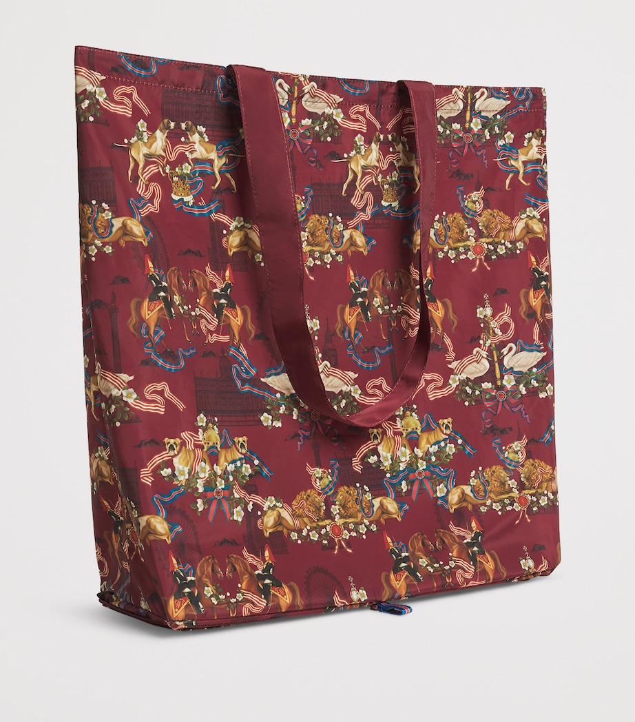 Harrods Great British Pocket Shopper Bag Burgundy Image 2