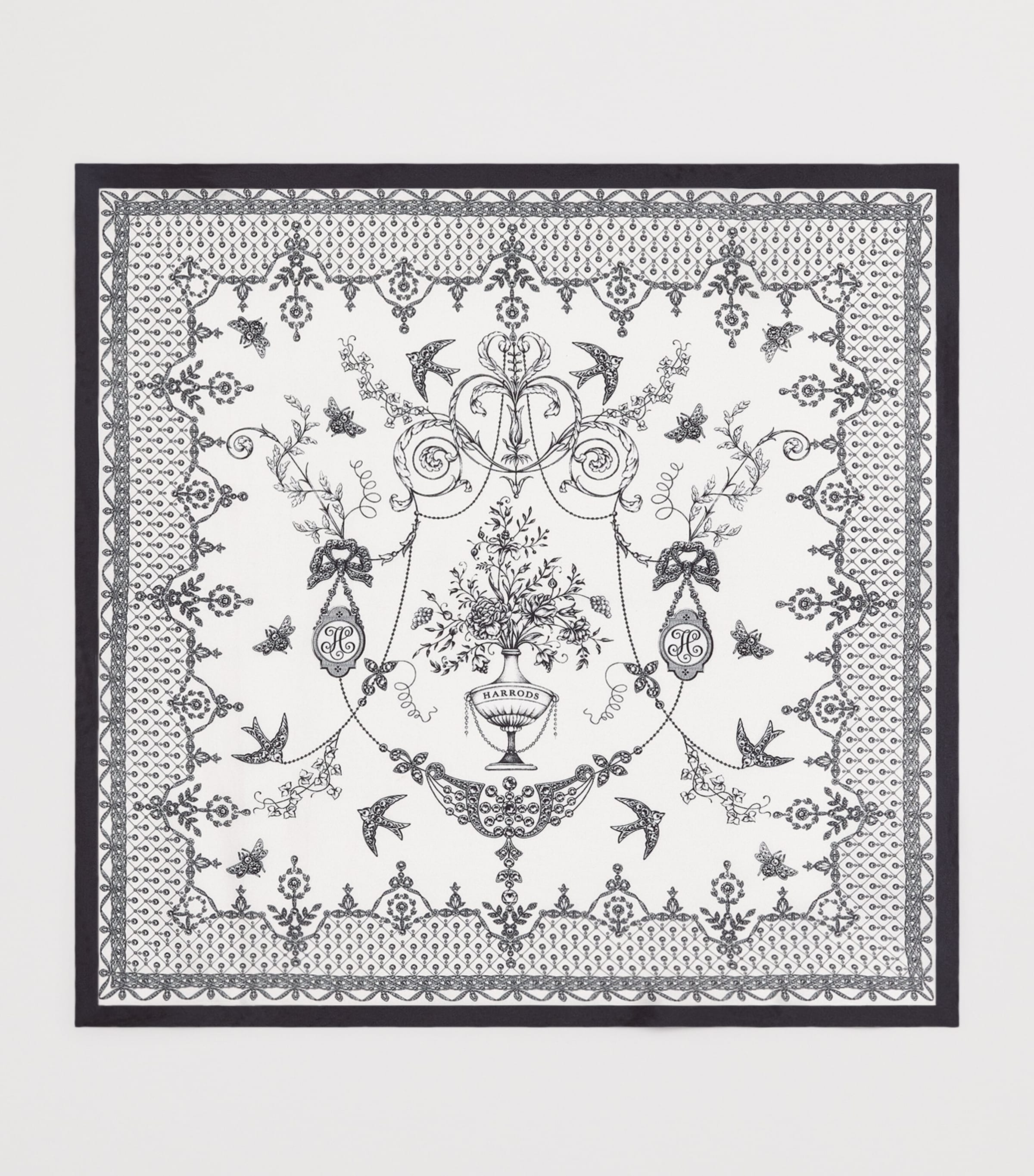 Silk Lace Print Scarf IVORY Image 4