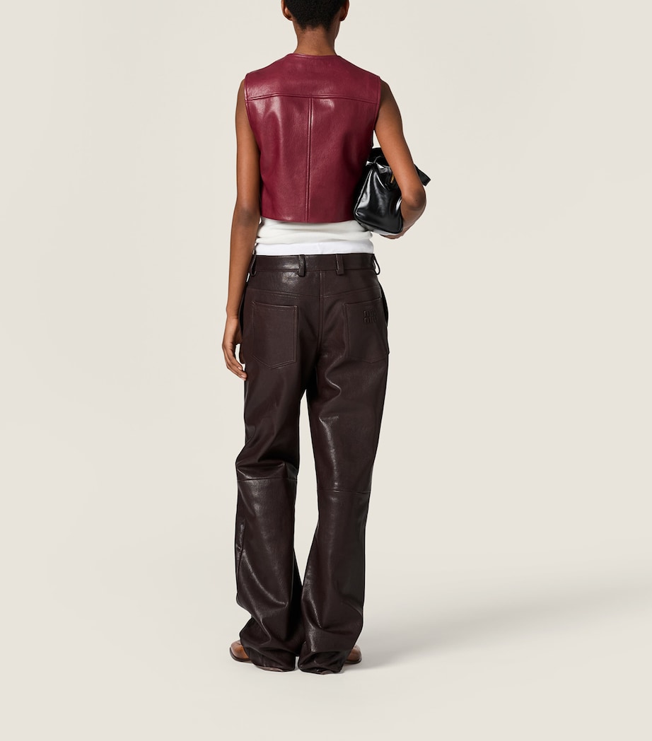 Miu Miu Womens Leather Vest Burgundy Image 3