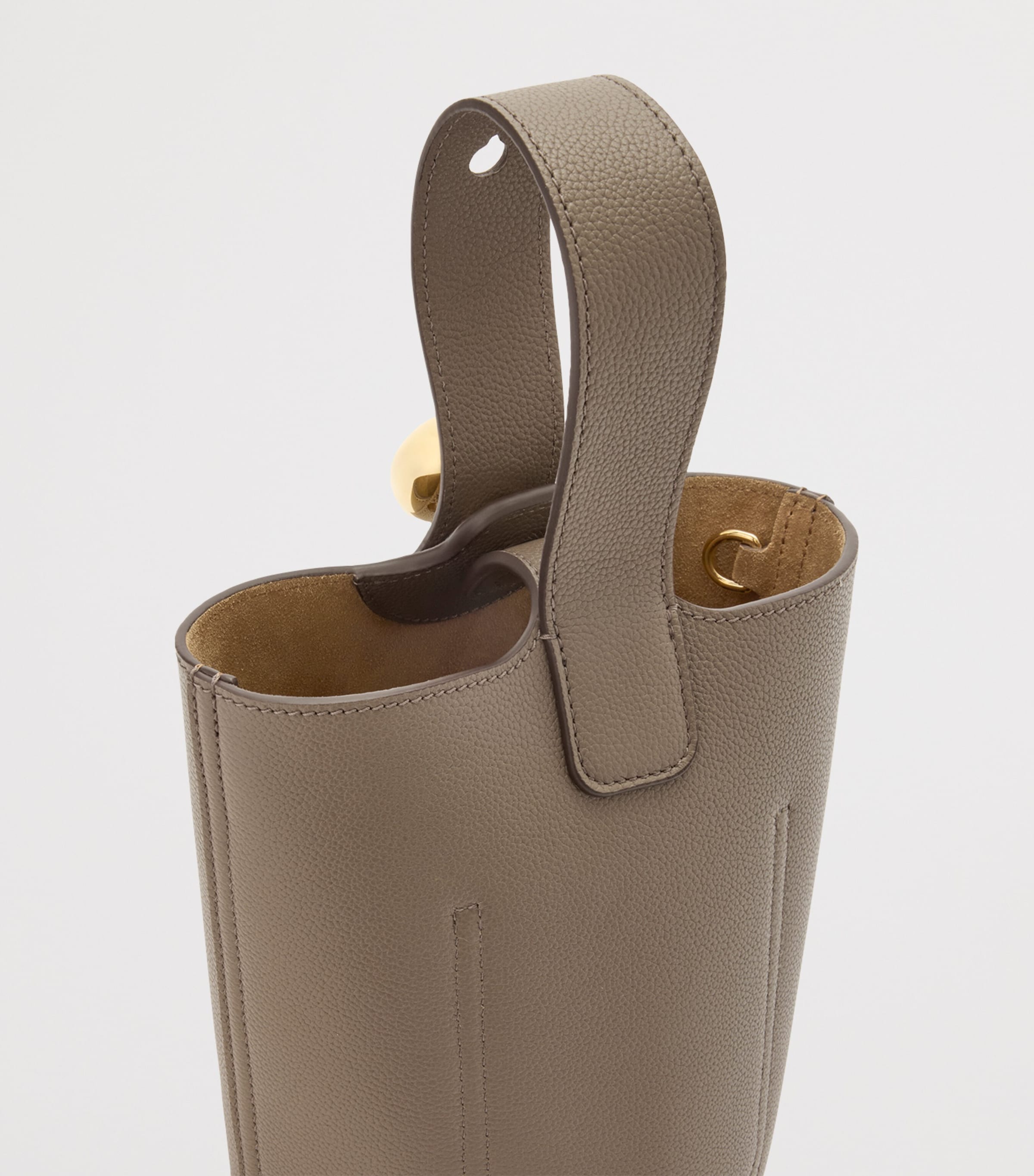 Mini Leather Pebble Bucket Bag TAUPE Image 6