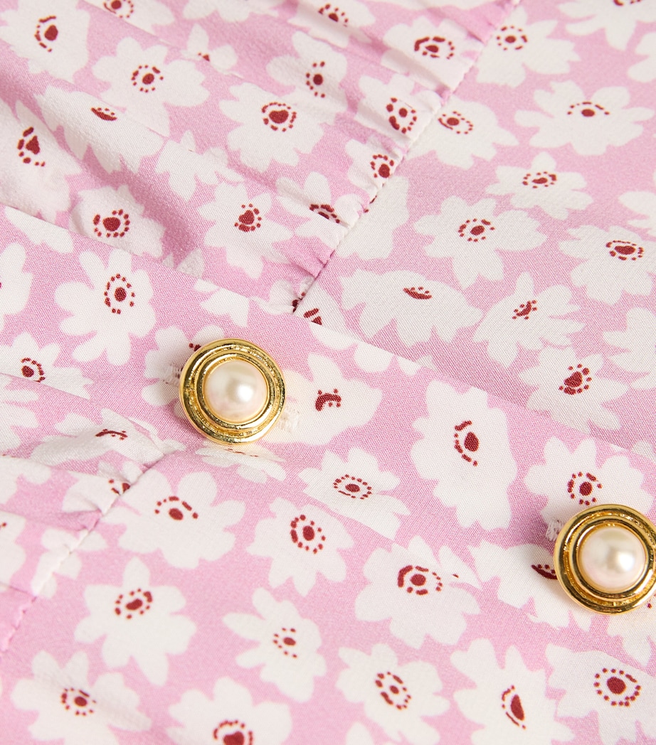 Silk Floral Collar Midi Dress 1816 PINK-WHITE Image 5