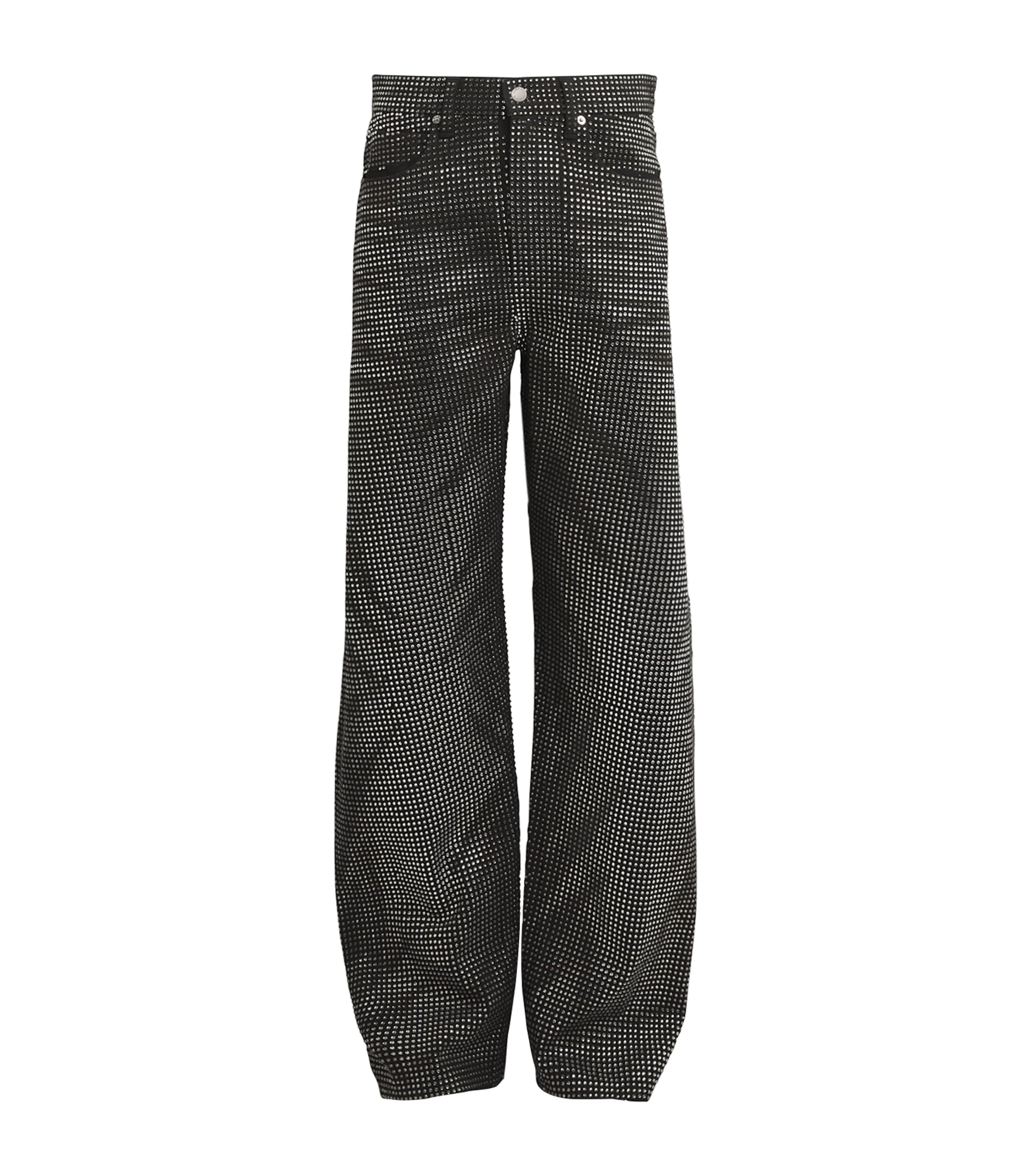 Shop Alexander Wang Crystal Wide-leg Jeans In Black