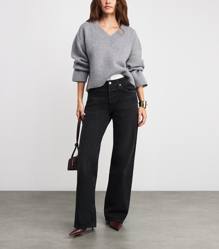 Wool-Cashmere Gazette Puzzle Sweater HEATHER GREY Image 2