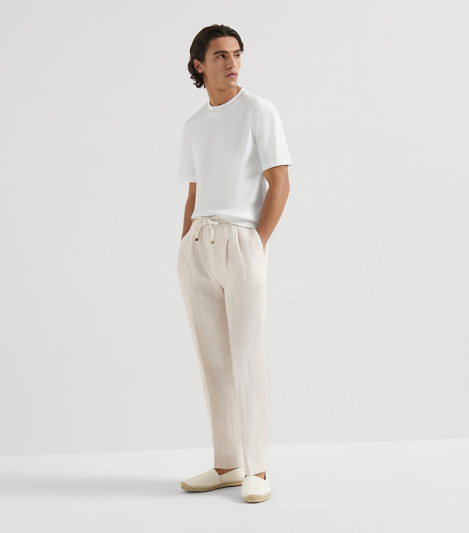 Brunello Cucinelli Mens Linen Drawstring Trousers Image 4