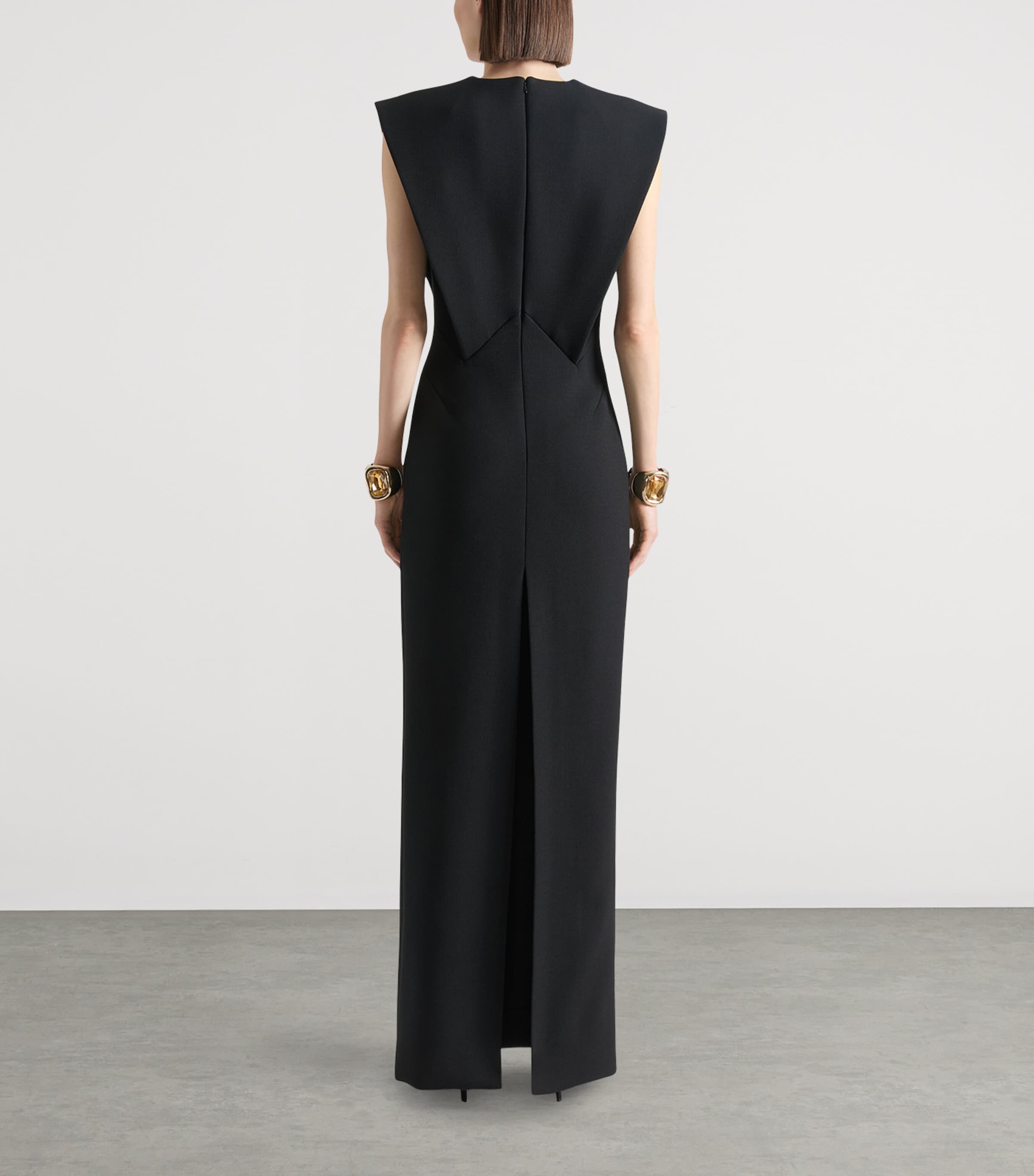 Wool-Blend Structured Maxi Dress BLACK Image 3
